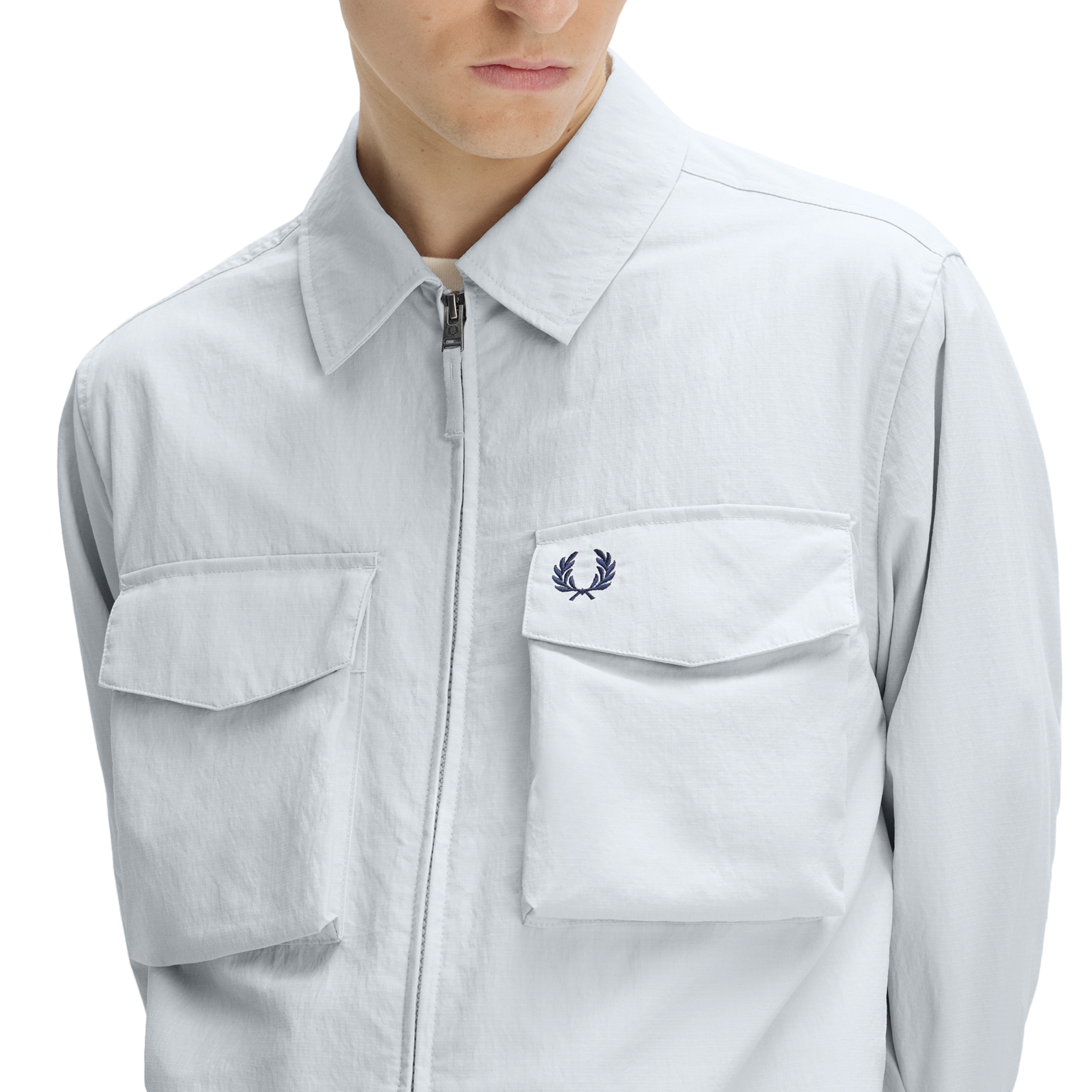 Mens Fred Perry Dusky Blue Ripstop Pocket Overshirt