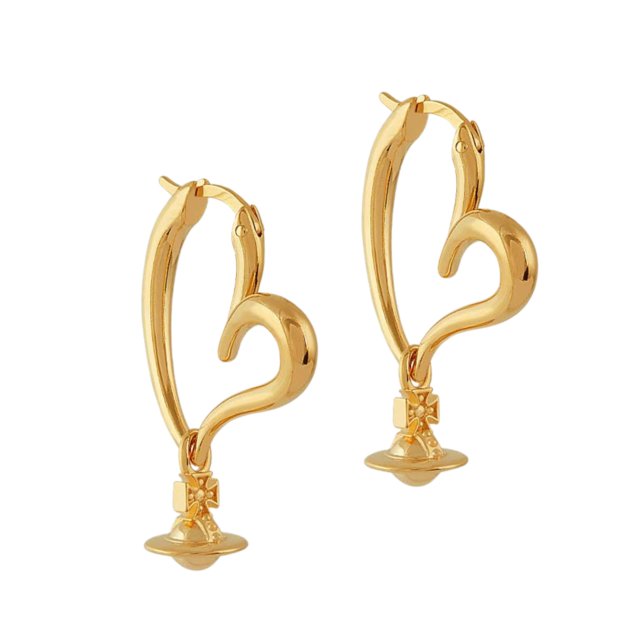 Vivienne Westwood Gold Emily Heart Hoop Drop Earrings