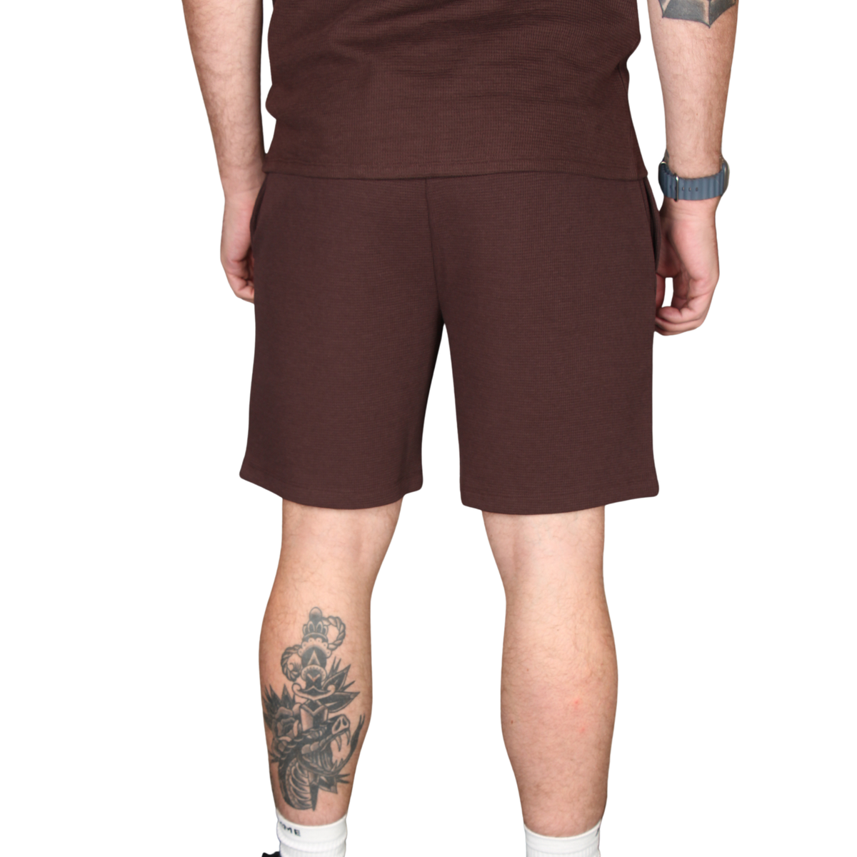 Mens BOSS Dark Brown Waffle Shorts