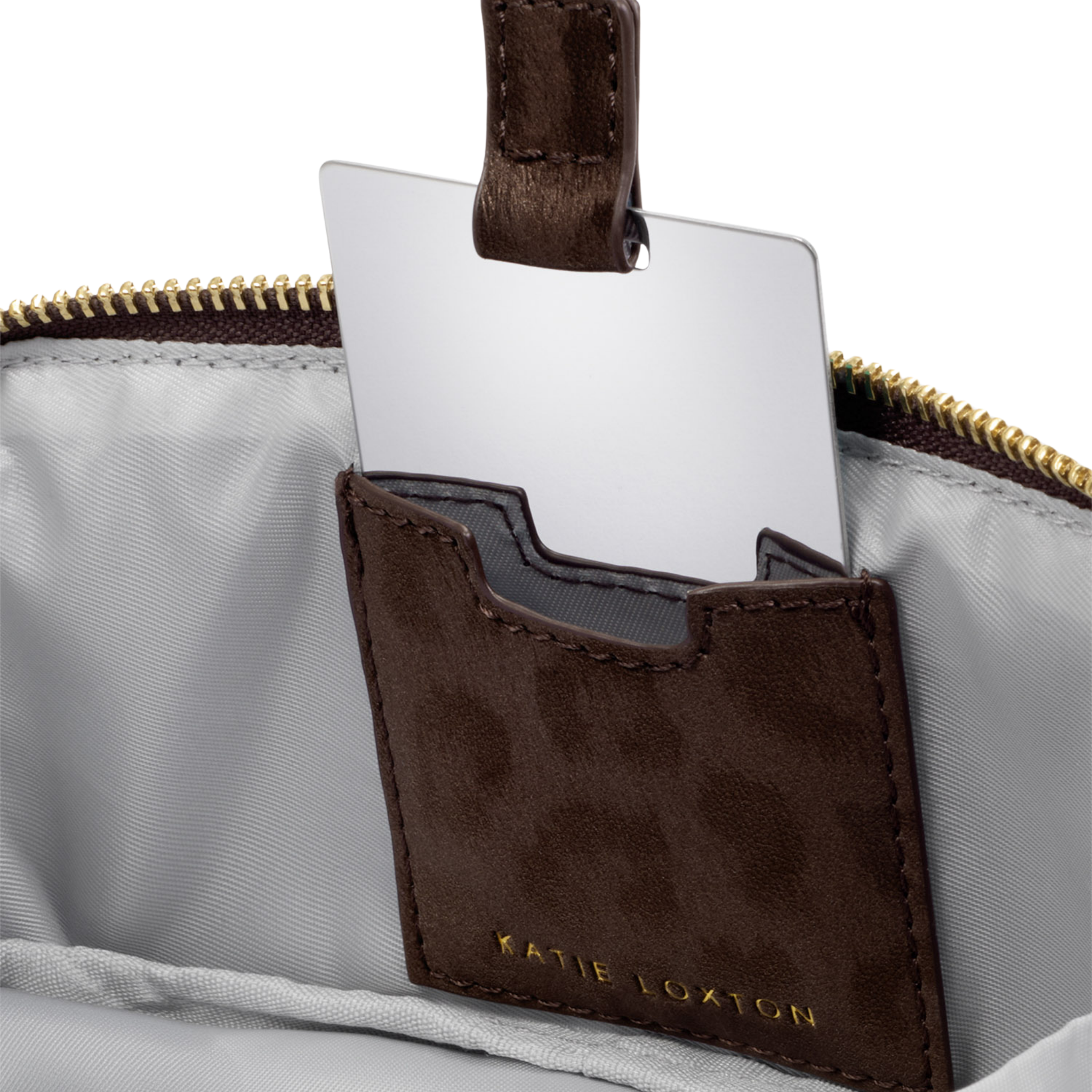 Womens Katie Loxton Chocolate Leopard Mirror Make-Up Bag