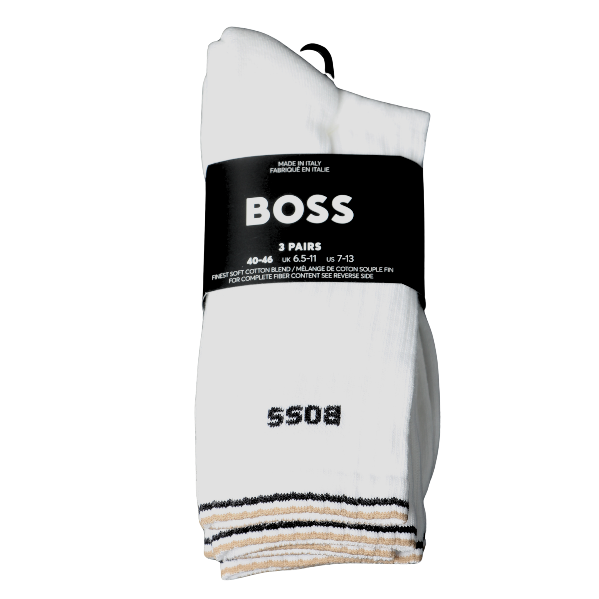Mens BOSS White 3PK QS Rib Stripe Socks