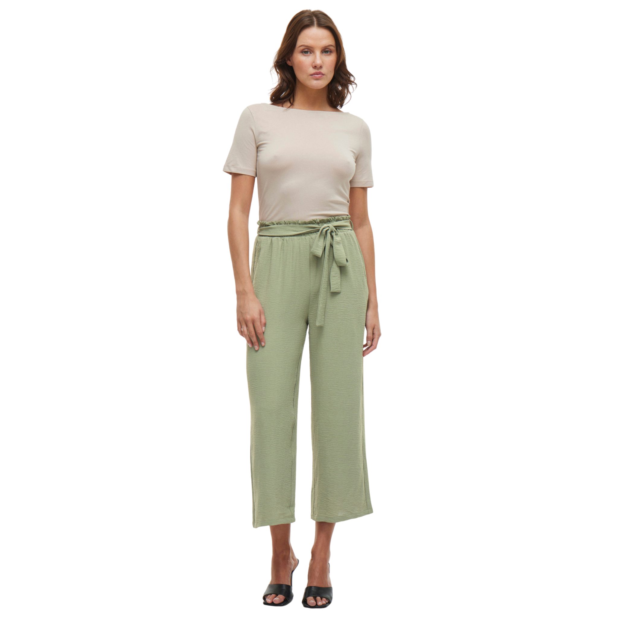 Womens Vila Oil Green Vijosa Belted Culotte Pants