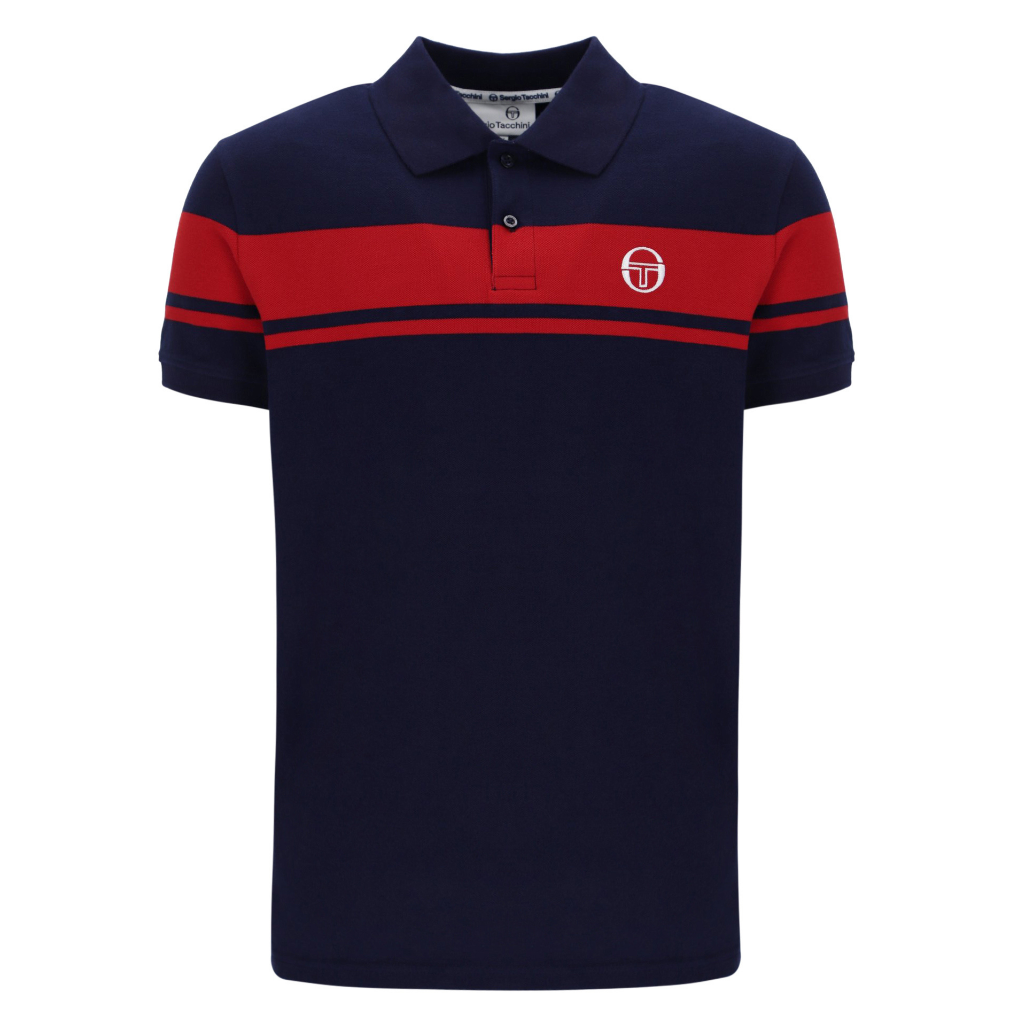 Mens Sergio Tacchini Maritime Blue/Adrenaline Rush Young Line S/s Polo