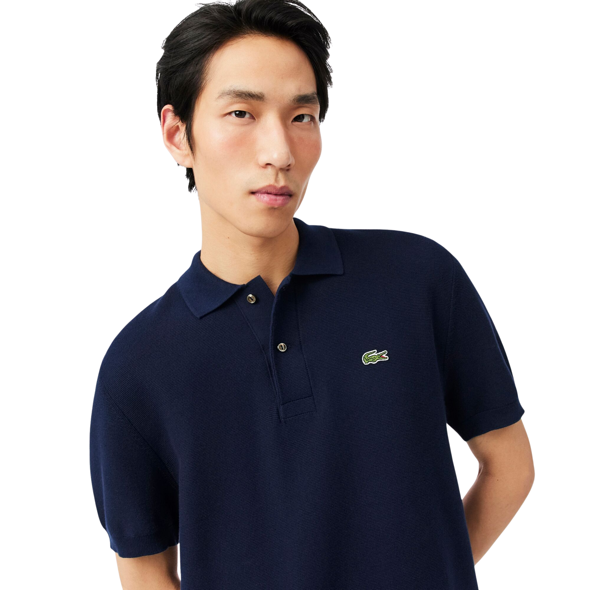 Mens Lacoste Navy Fine Knit Cotton S/s Polo
