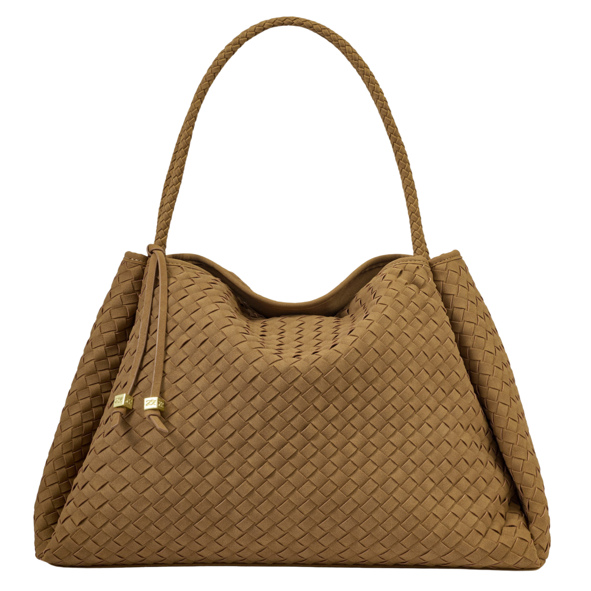 Womens Katie Loxton Light Caramel Suedette Nova Woven Large Shoulder Bag