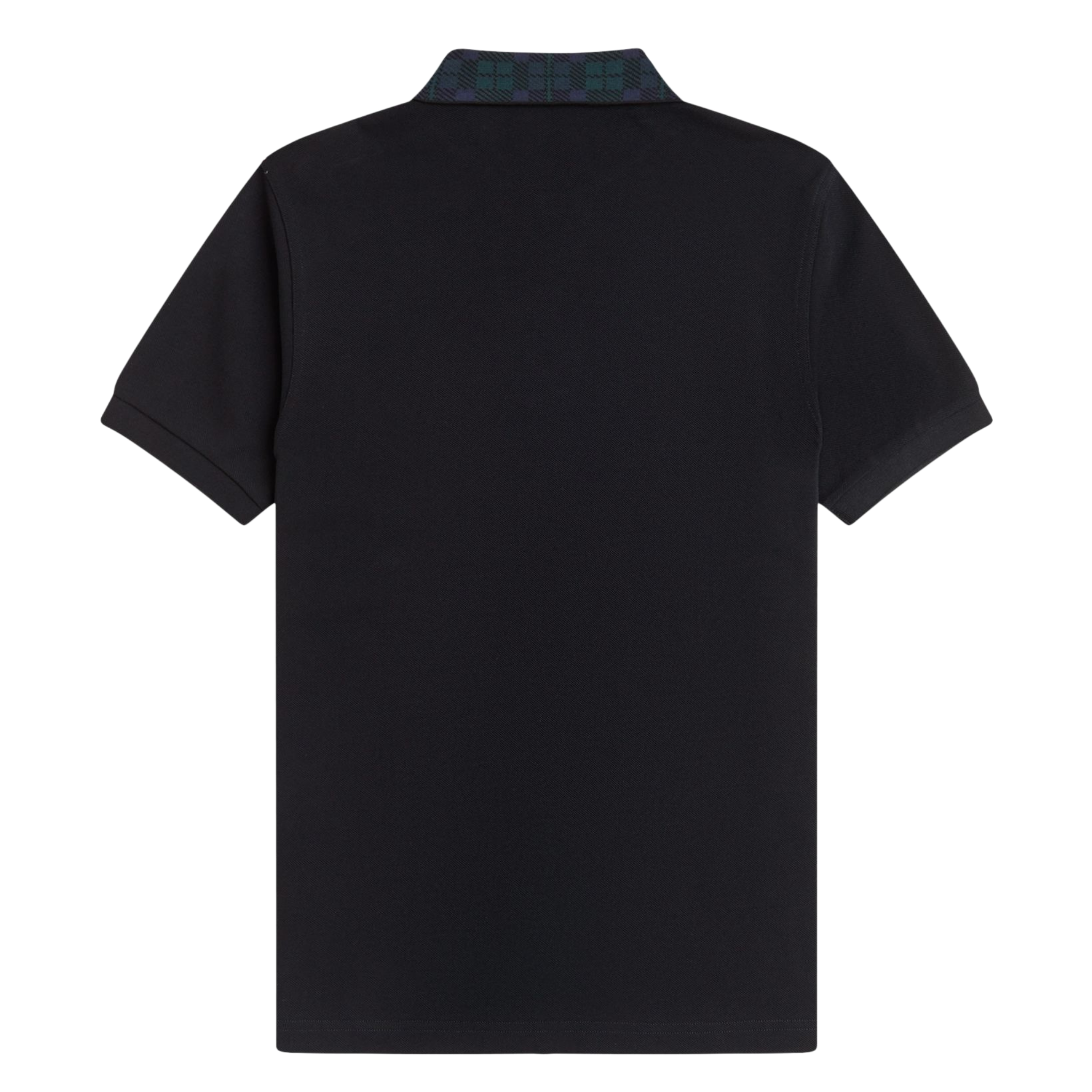 Mens Fred Perry Black Blackwatch Tartan Collar S/s Polo