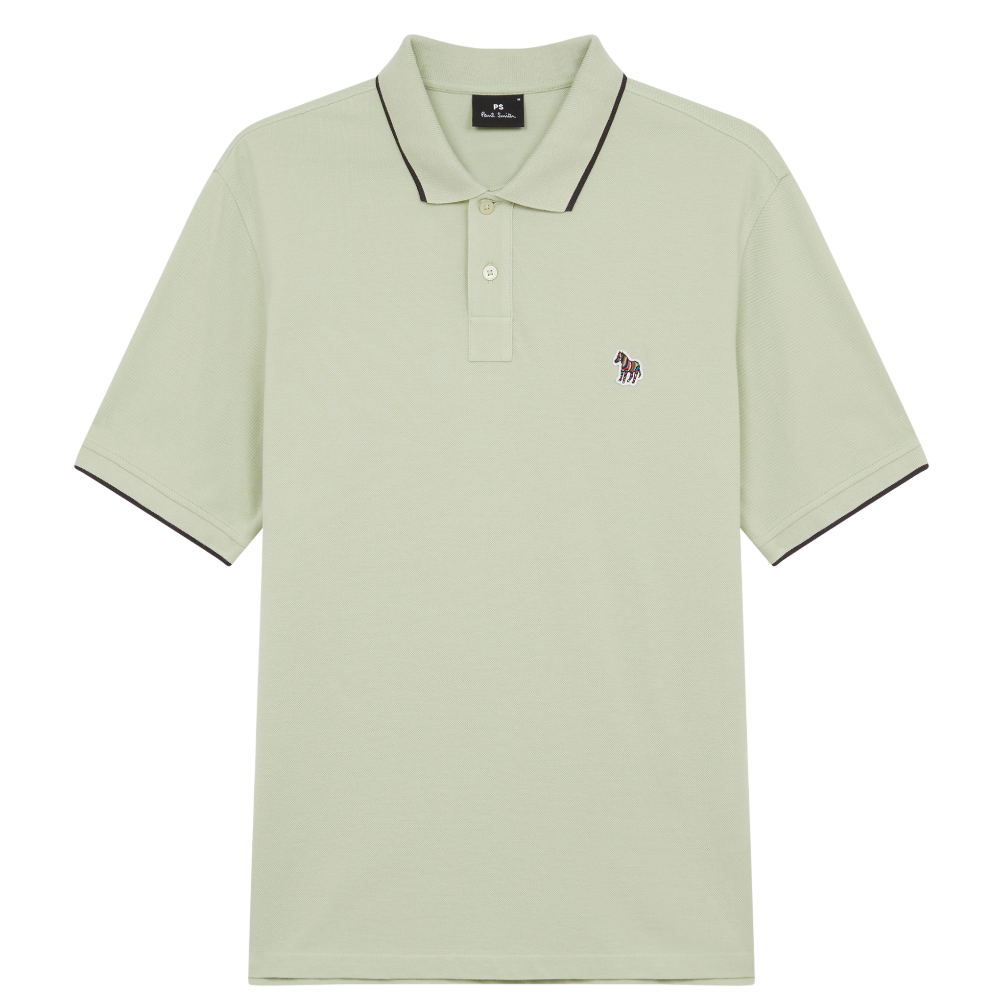 Mens Paul Smith Pale Green Tipped Zebra Badge Reg Fit S/s Polo