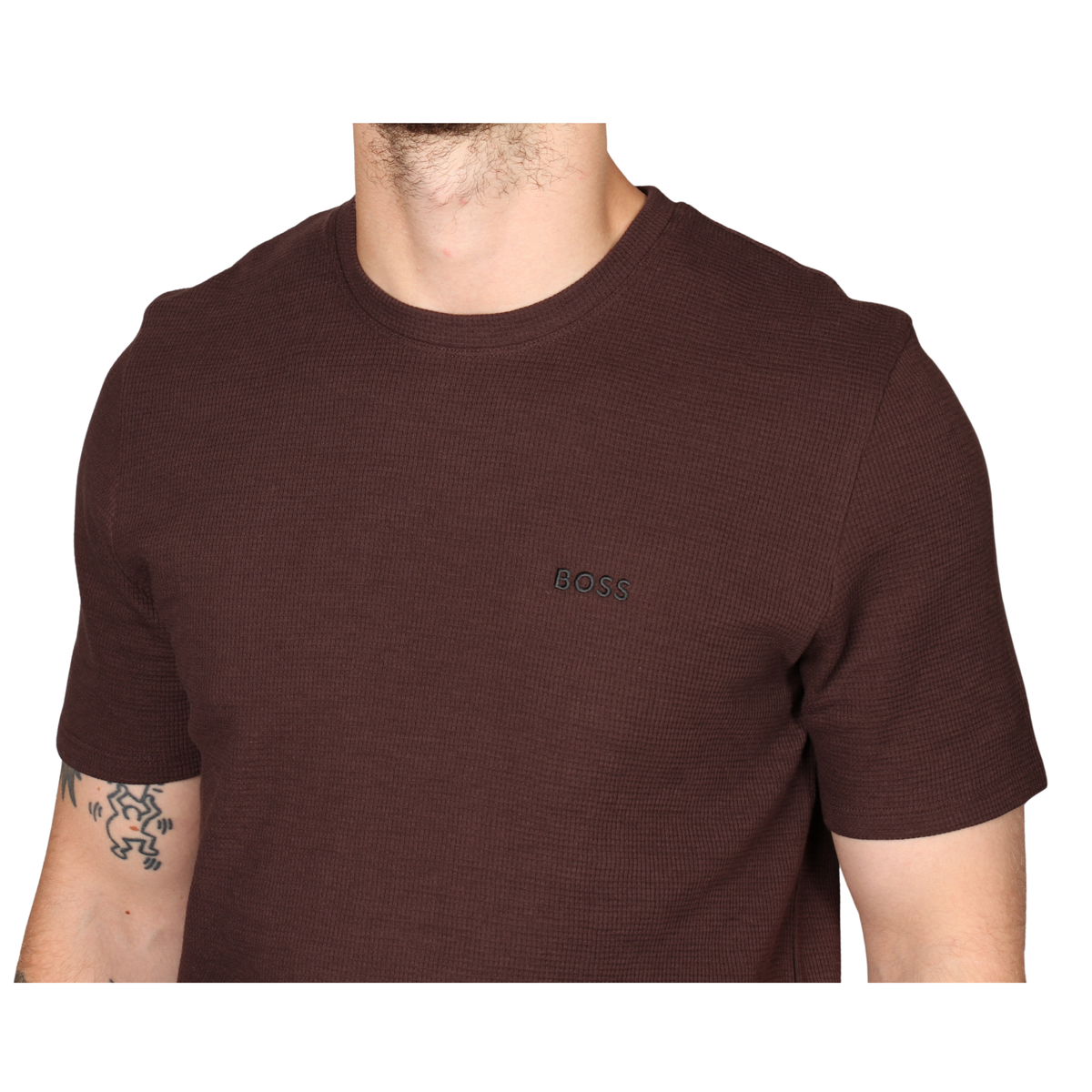 Mens BOSS Dark Brown Waffle S/s T Shirt