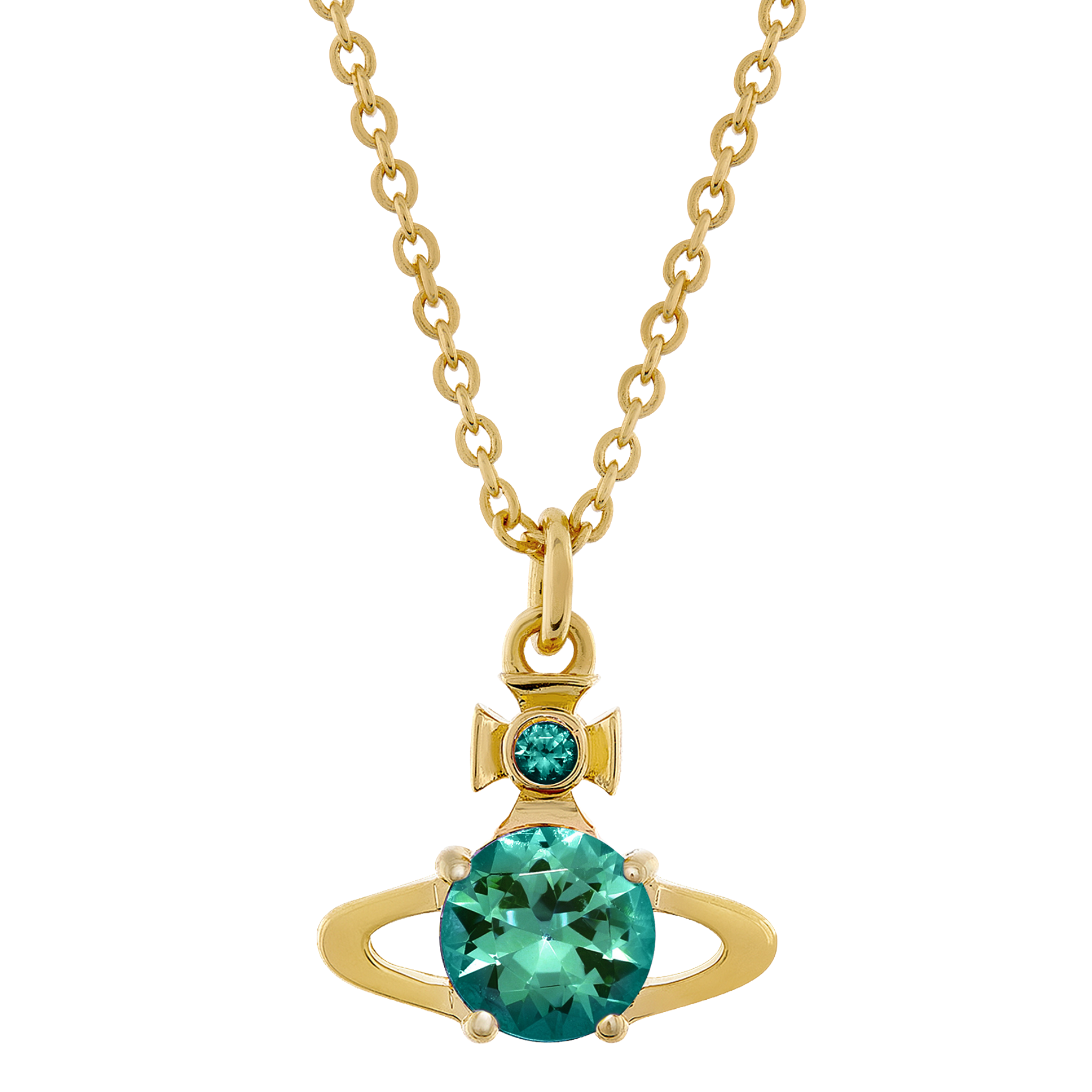 Vivienne Westwood Gold/Turquoise CZ Reina Pendant Necklace