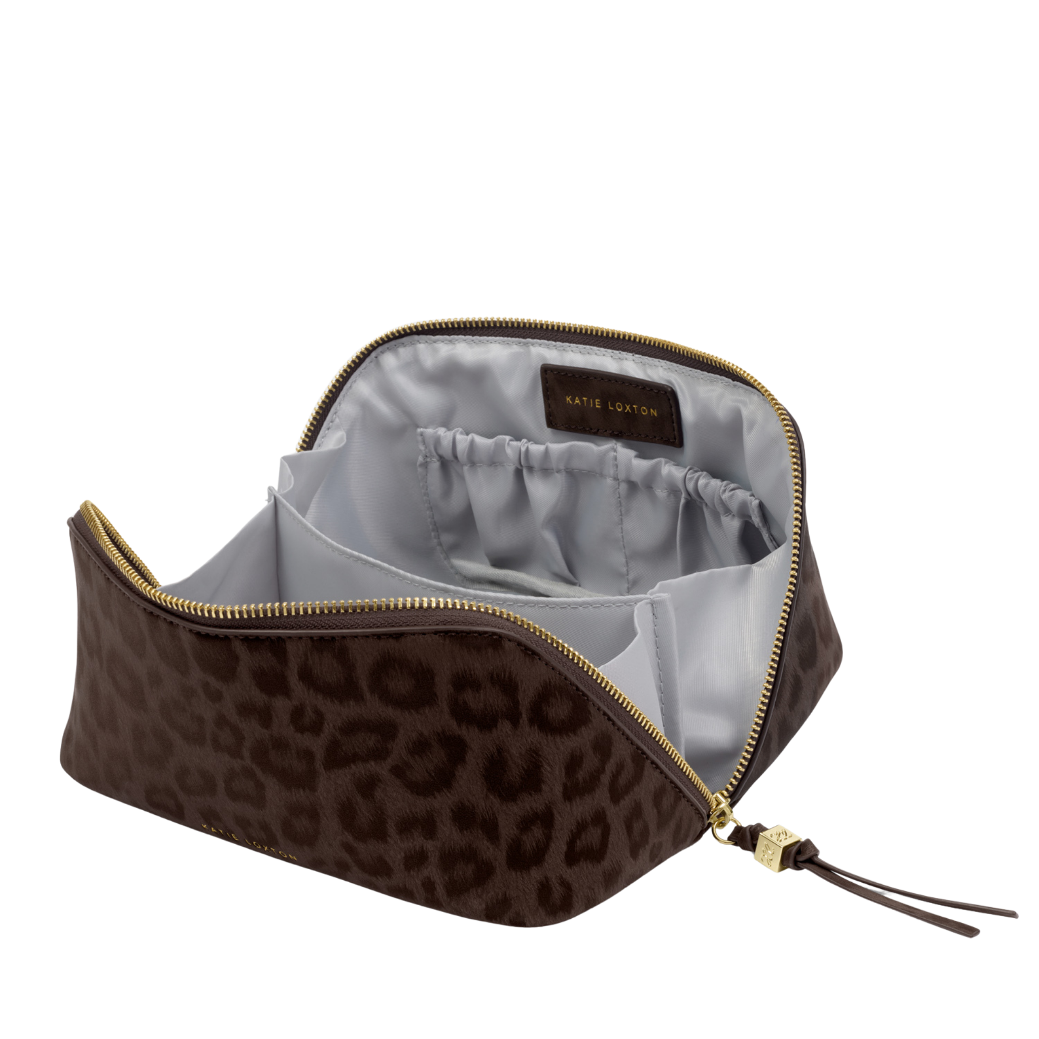 Womens Katie Loxton Chocolate Leopard Soho Medium Make-Up Bag