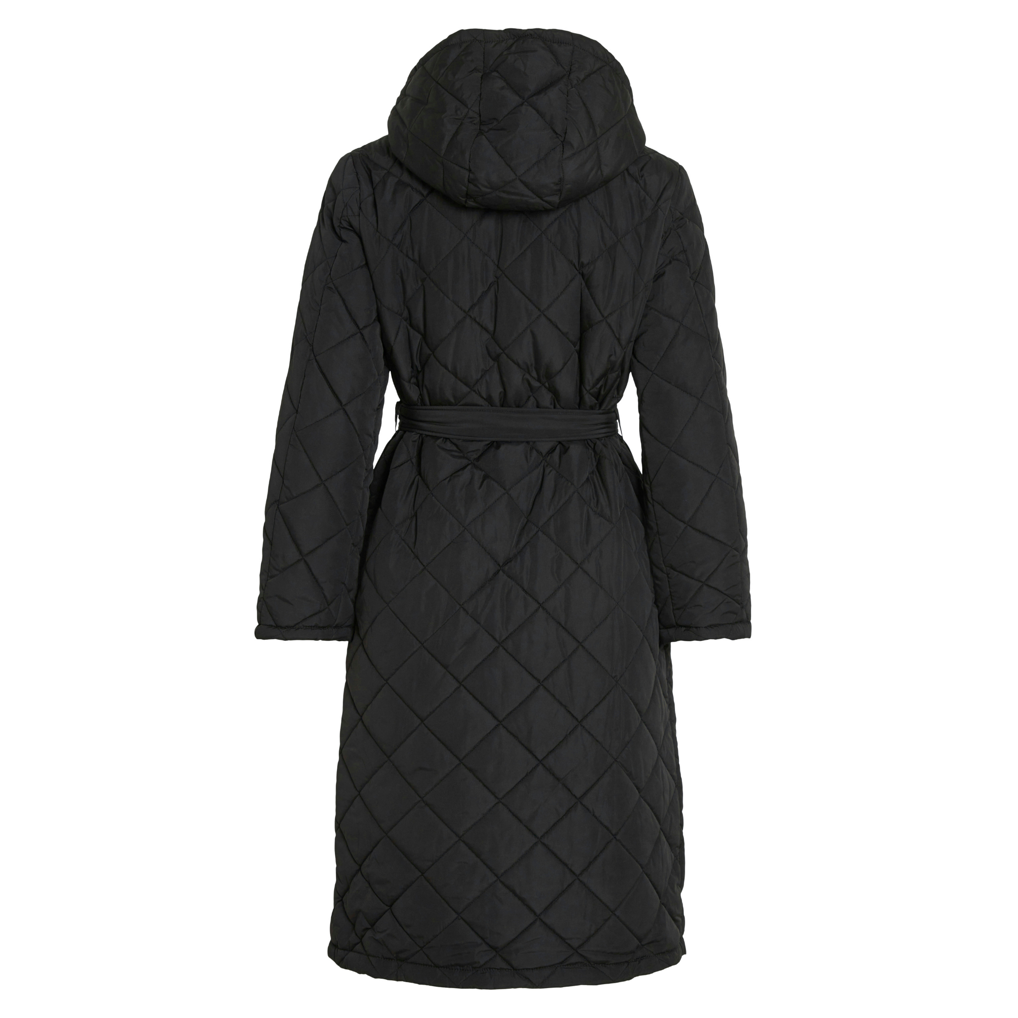 Womens Vila Black Vikante Quilted Long Coat