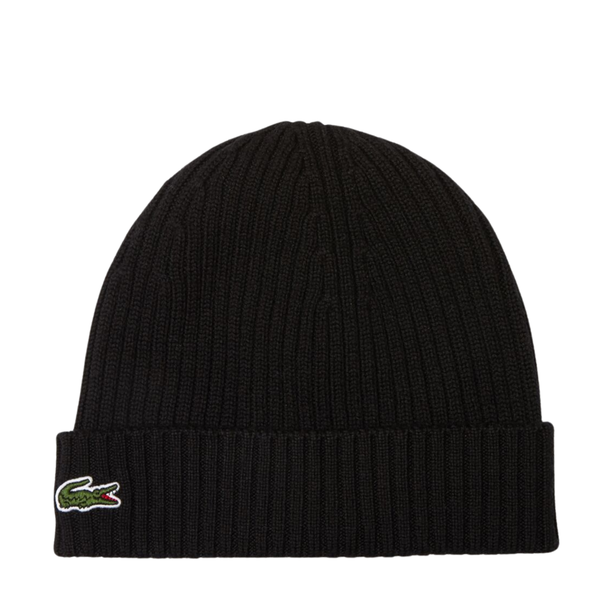 Mens Lacoste Black Knitted Beanie Hat