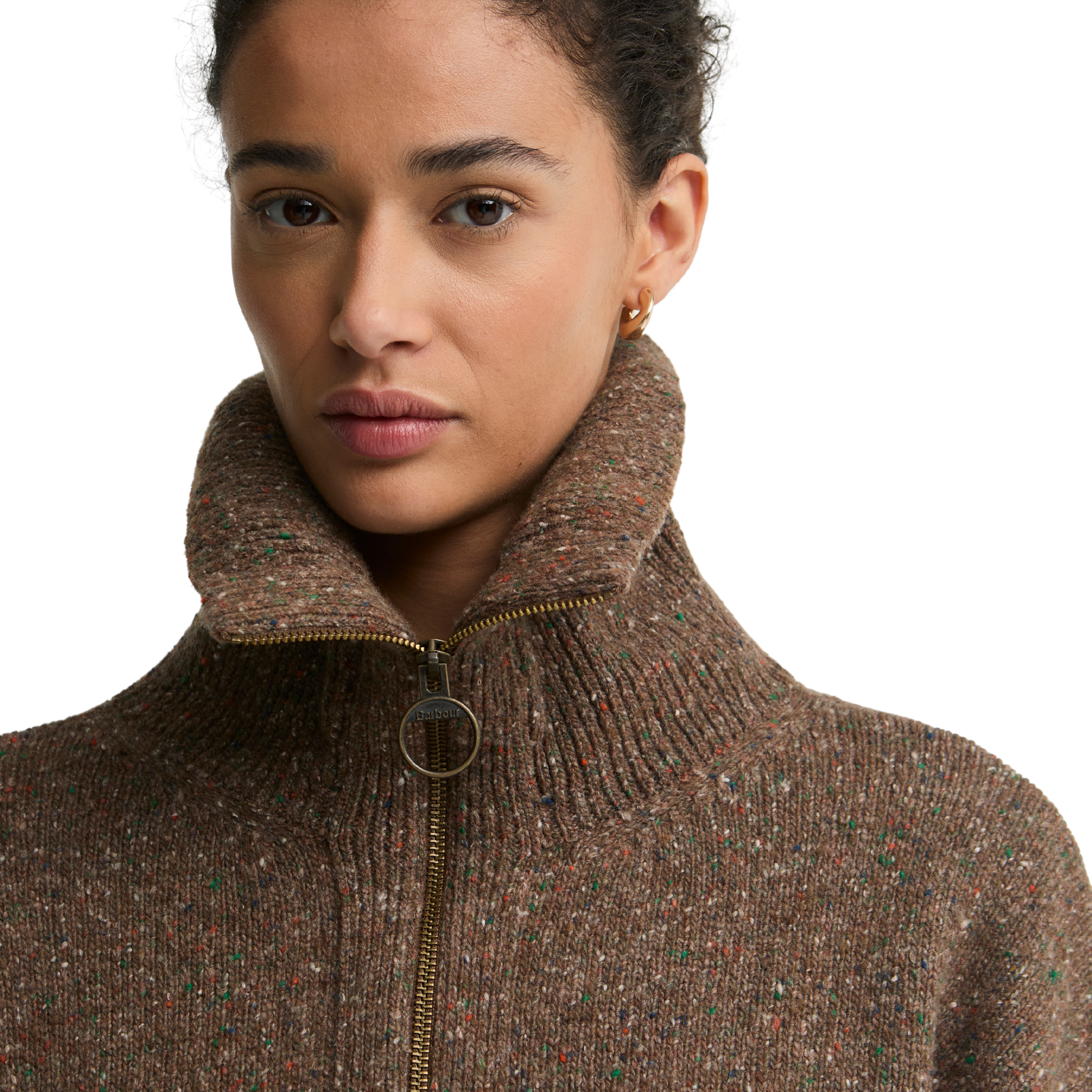 Womens Barbour Deep Camel Lavensdale Half Zip Knit
