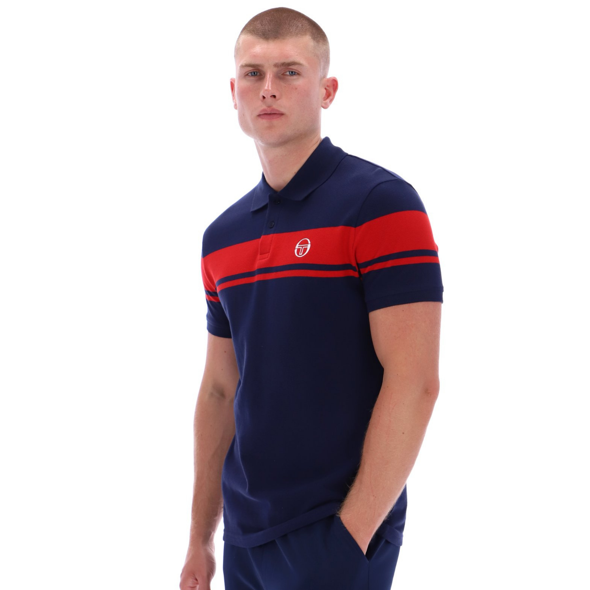 Mens Sergio Tacchini Maritime Blue/Adrenaline Rush Young Line S/s Polo