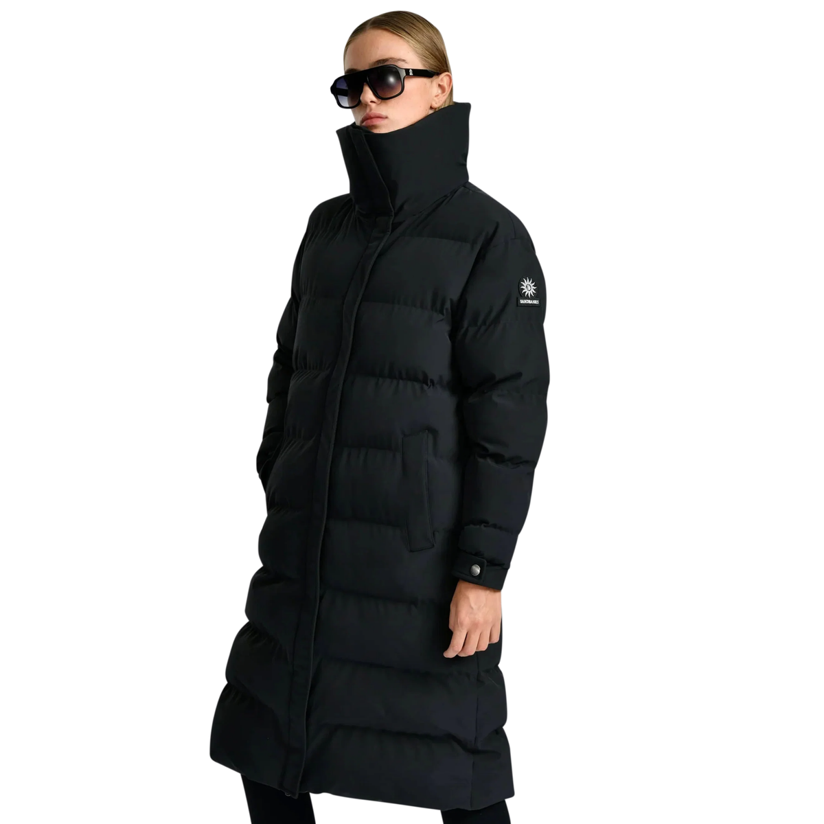 Womens Sandbanks Black Haven Oversized Long Puffer Jacket