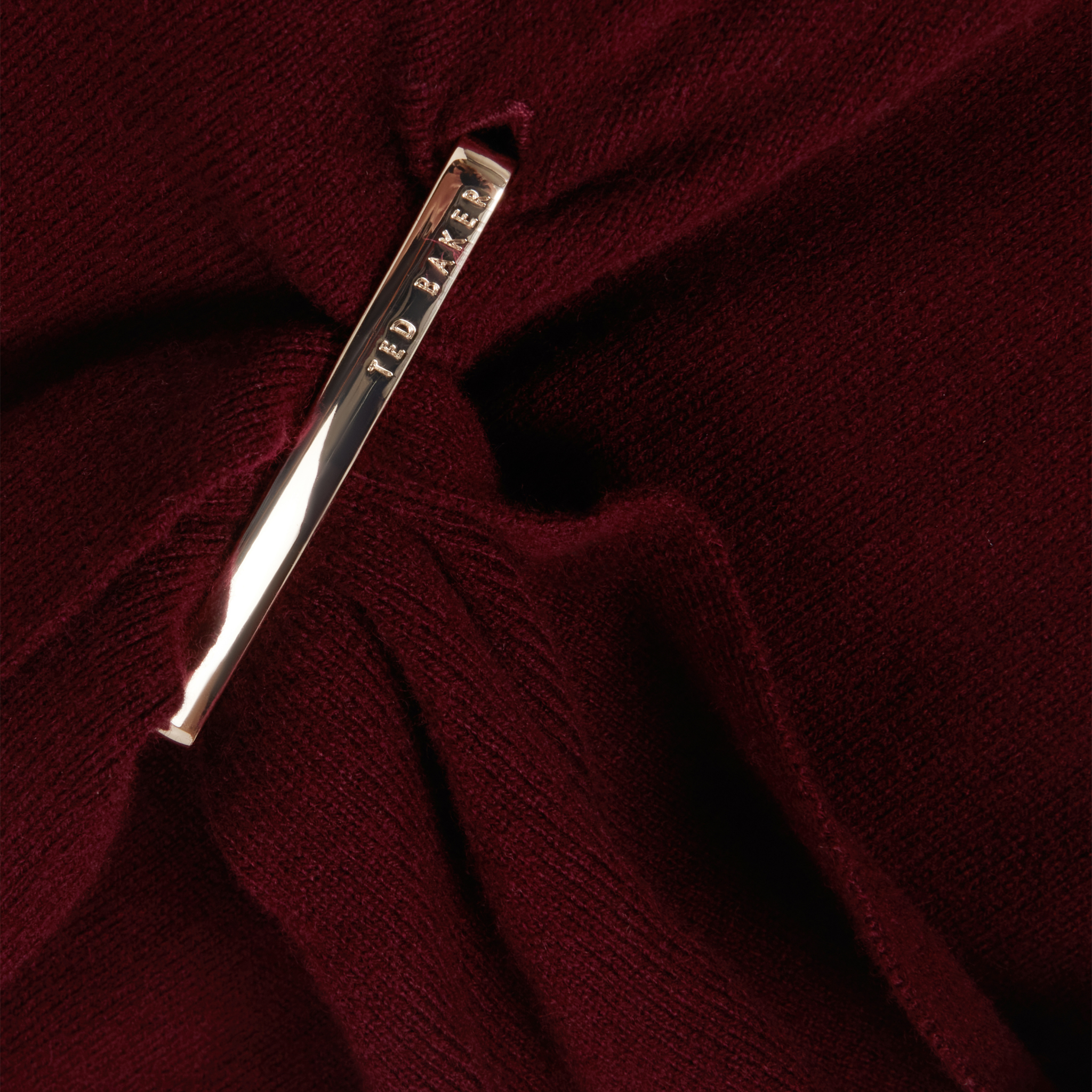 Womens Ted Baker Maroon Verikka Drape Detail Midi Jumper Dress