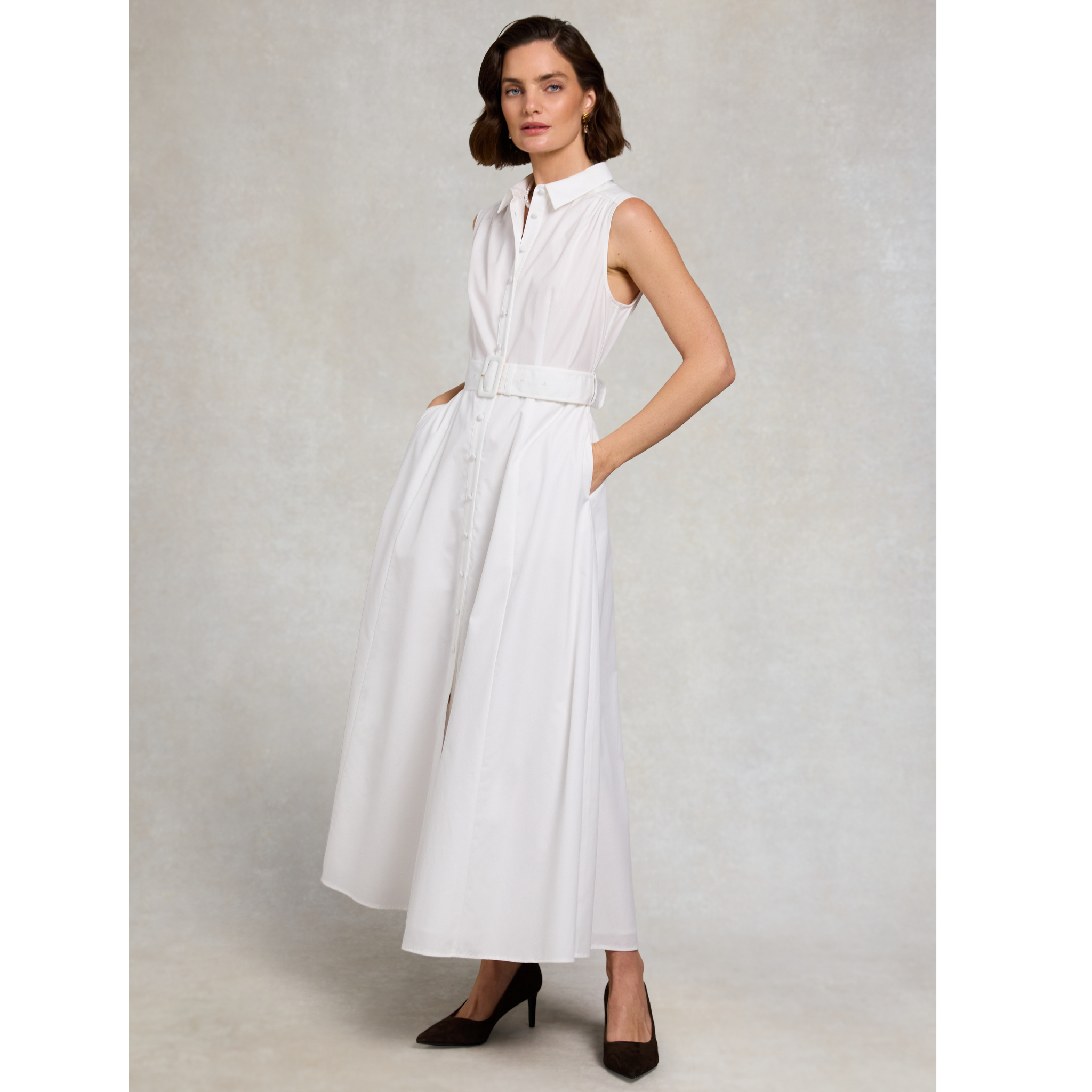 Womens Holland Cooper White Aimee Sleeveless Midi Dress