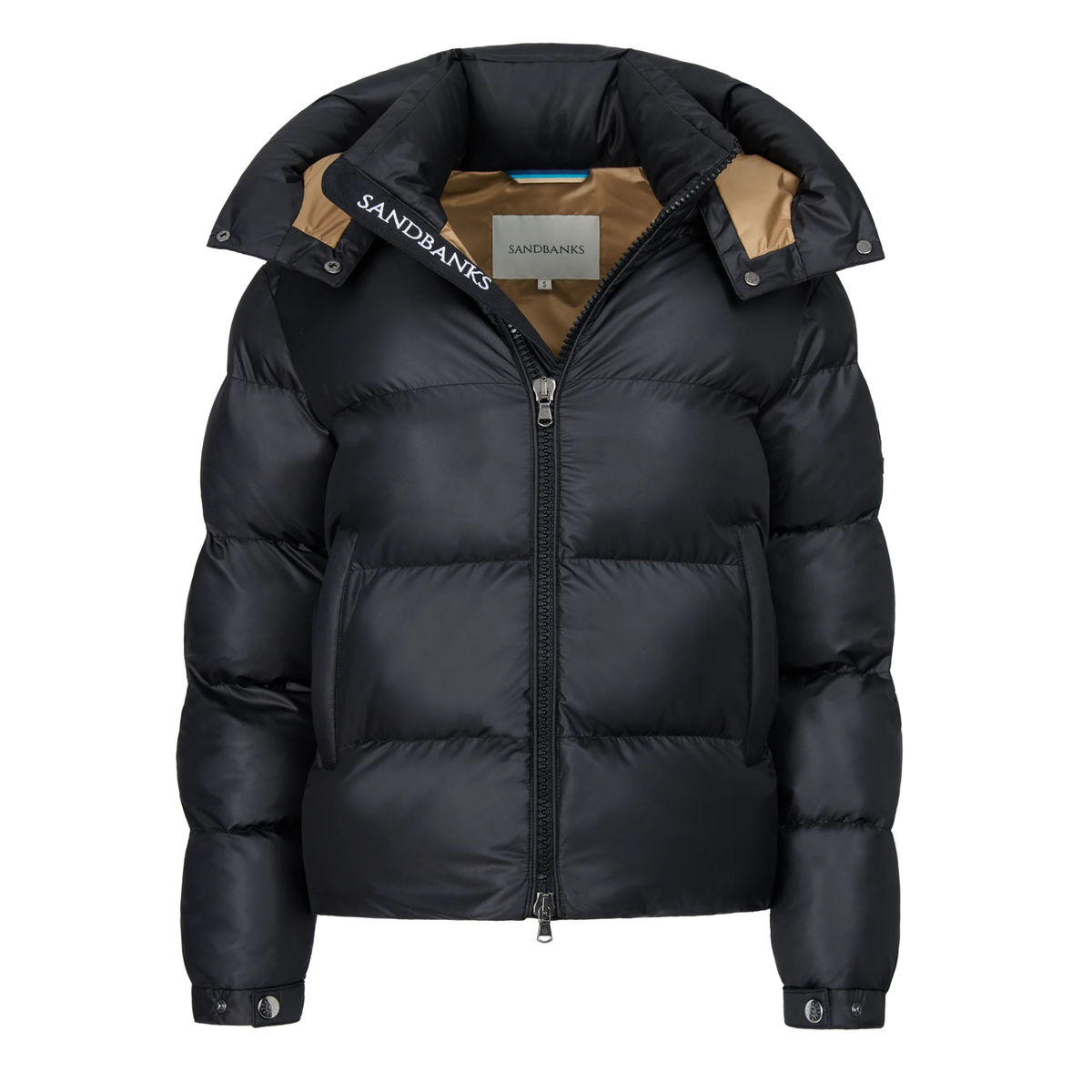 Womens Sandbanks Black/Gold Aurora Puffer Jacket