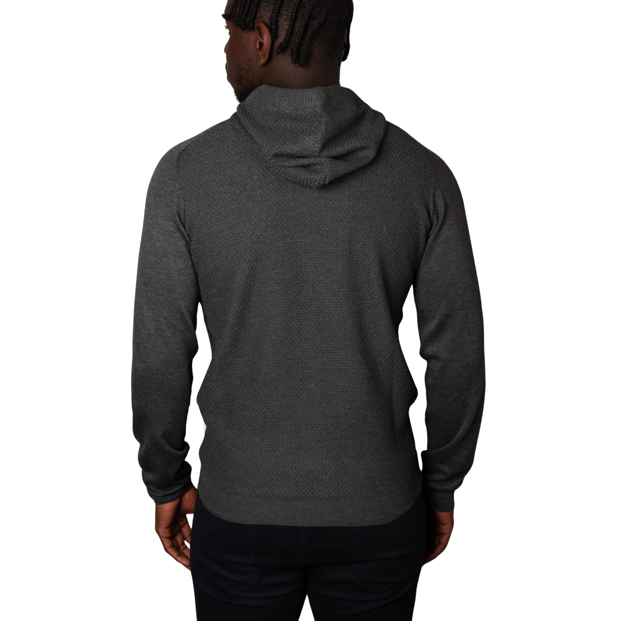 Mens SEINSE Anthracite Melange Knitted Zip Up Hoodie