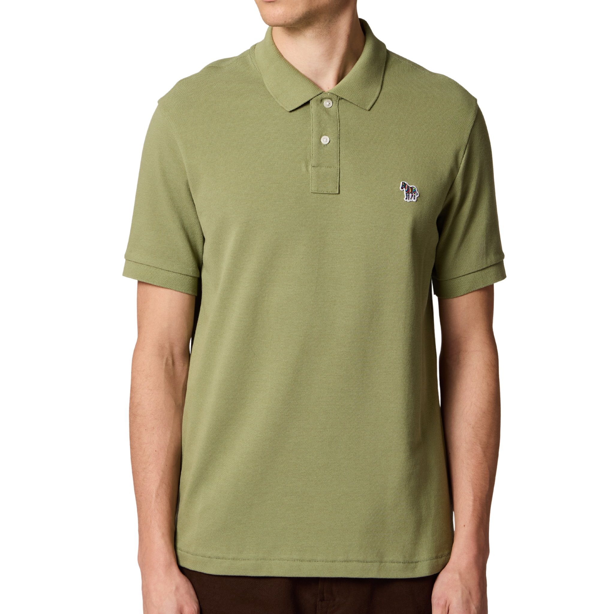 Mens Paul Smith Green Zebra Badge Reg Fit S/s Polo