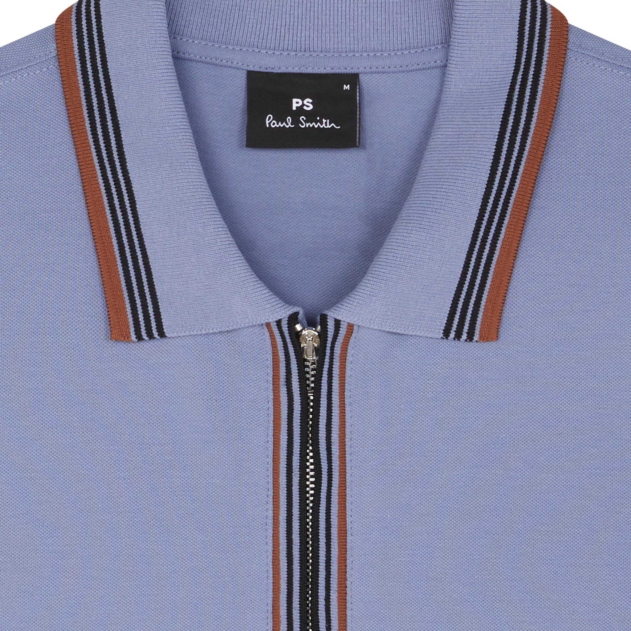 Mens Paul Smith Blue Purple Full Zip Reg Fit L/s Polo Shirt