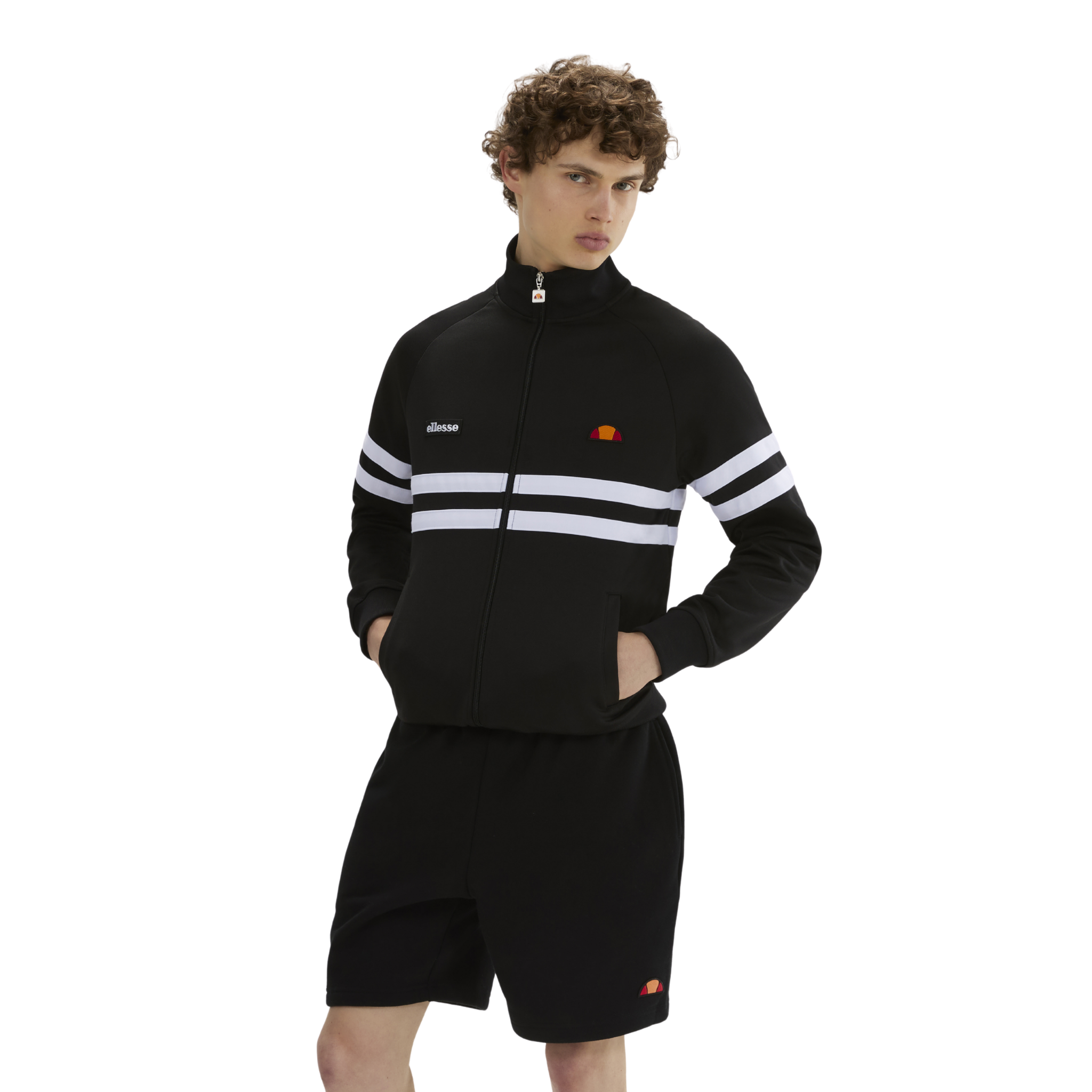 Mens Ellesse Black/White Rimini Track Jacket