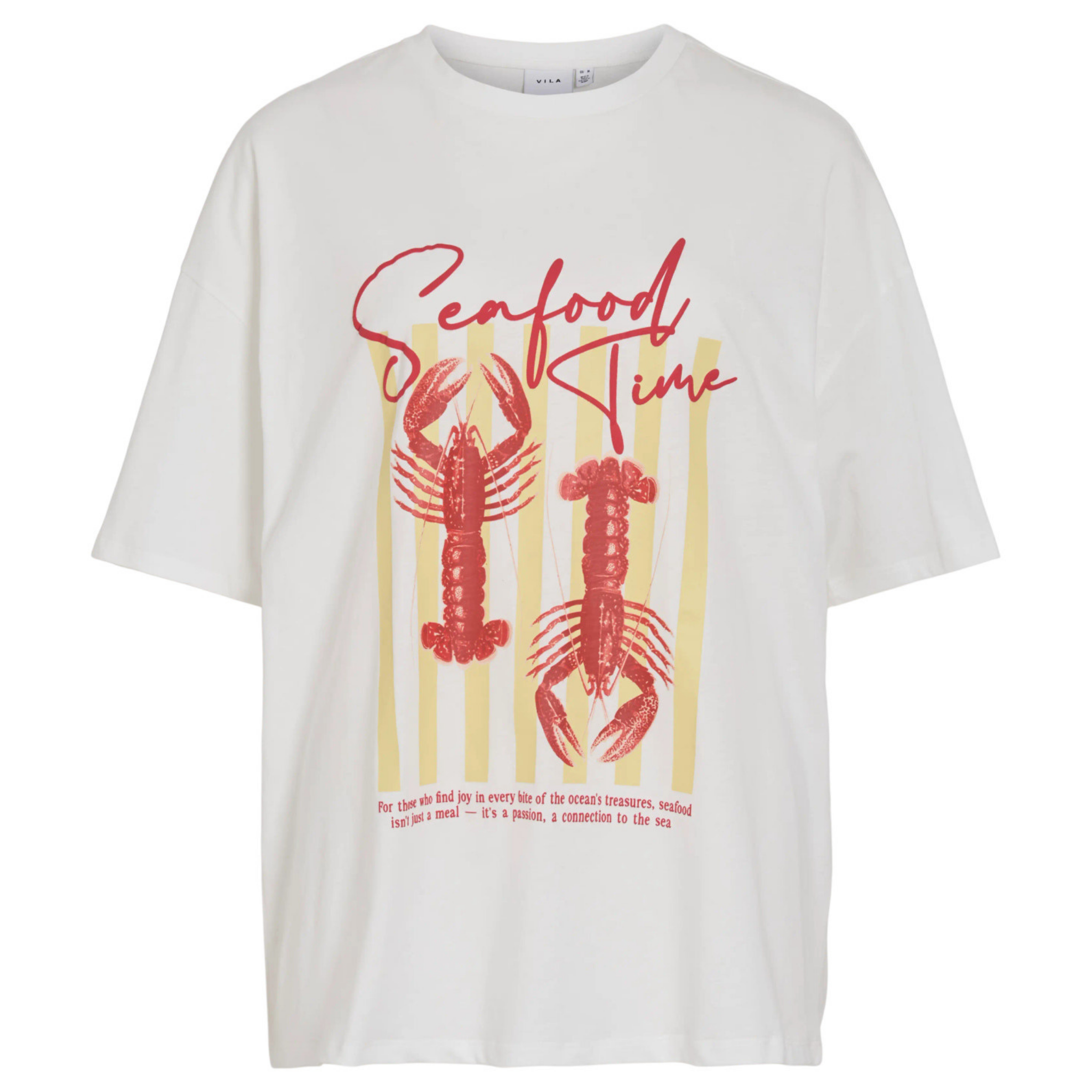 Womens Vila Snow White Vicolo Lobster Loose S/s T Shirt