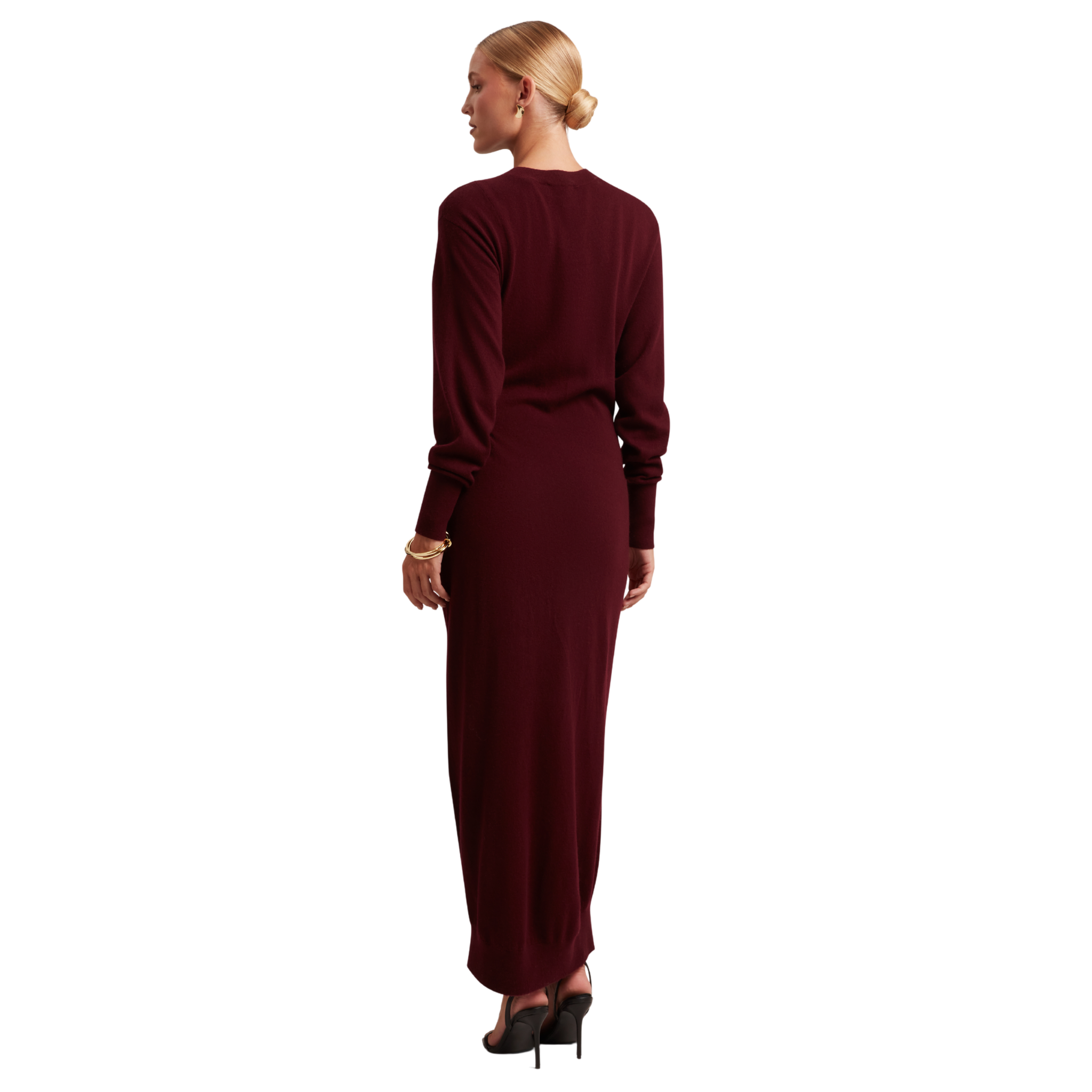 Womens Ted Baker Maroon Verikka Drape Detail Midi Jumper Dress