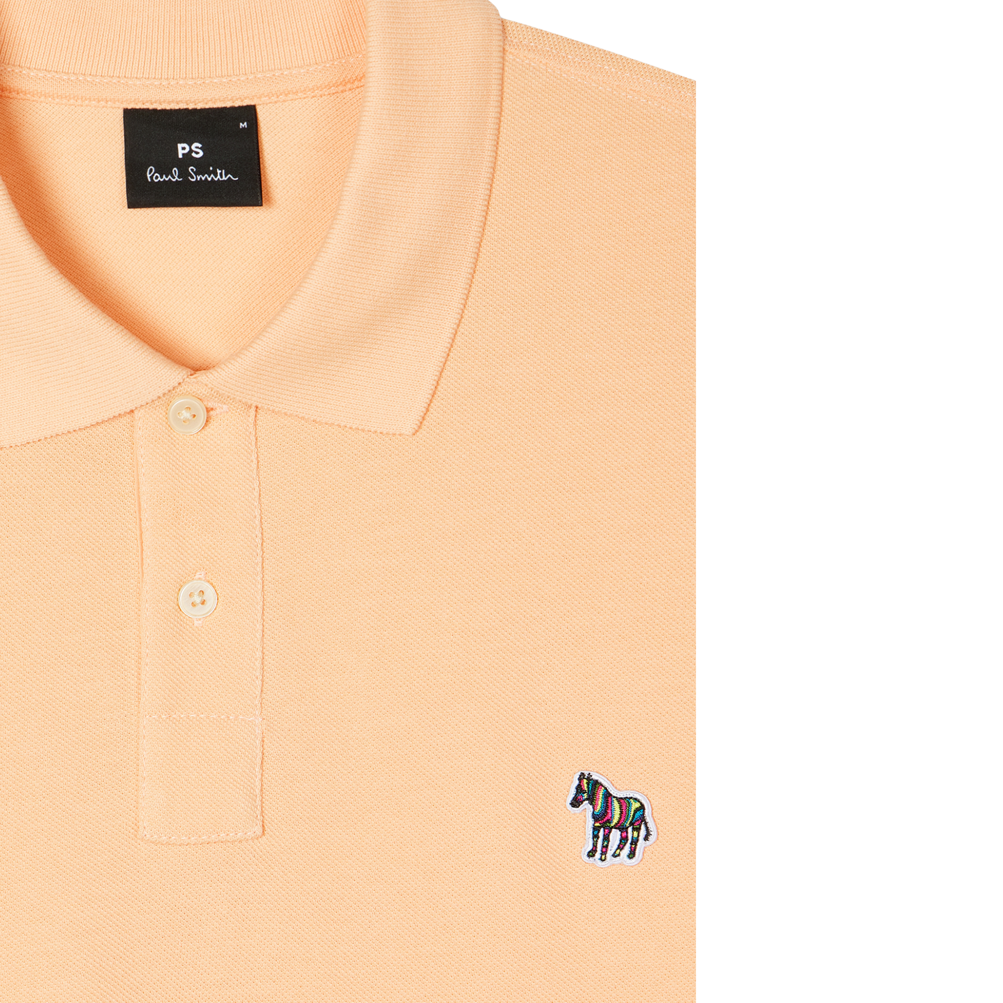 Mens Paul Smith Peach Zebra Badge Reg Fit S/s Polo Shirt