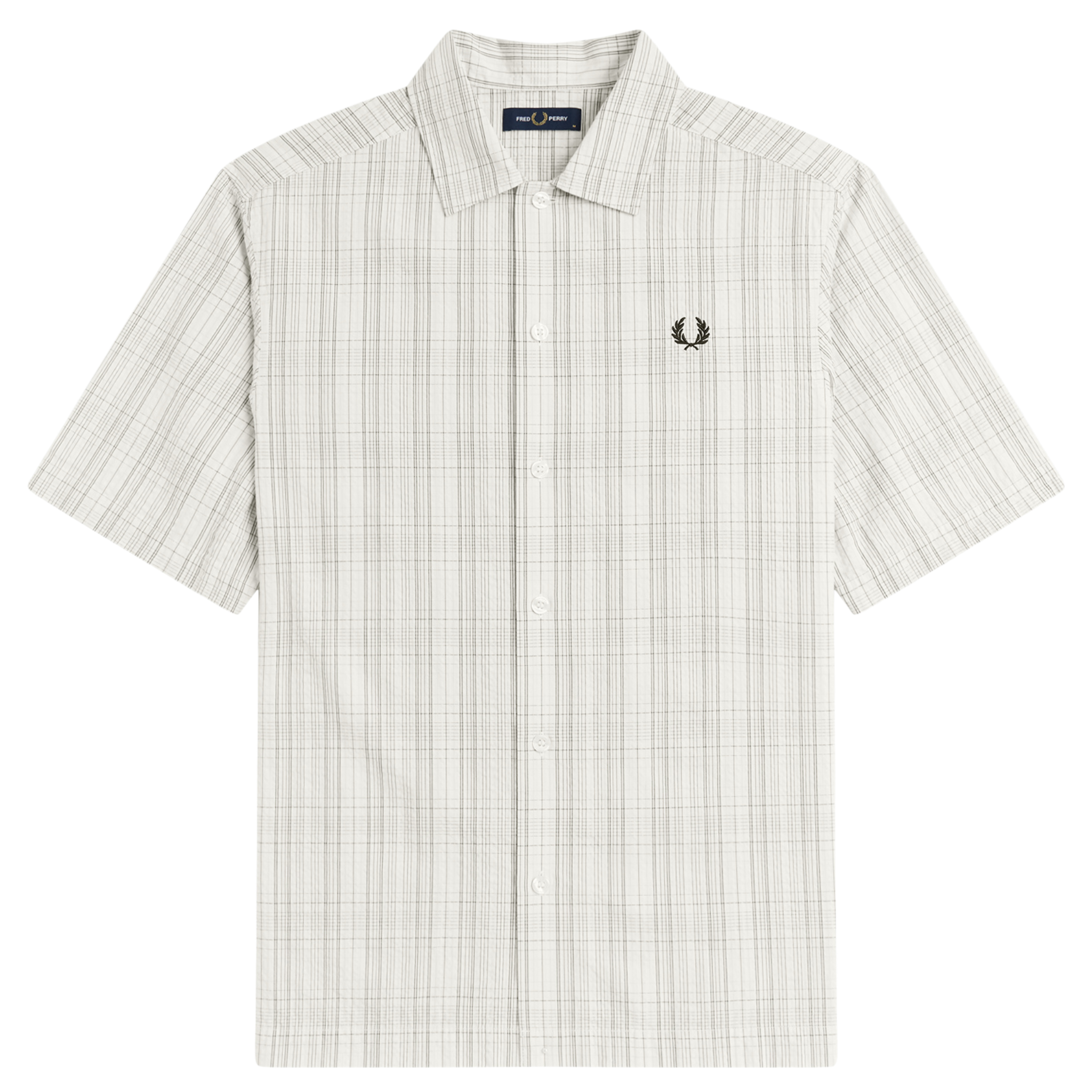 Mens Fred Perry Ecru Seersucker Check S/s Shirt