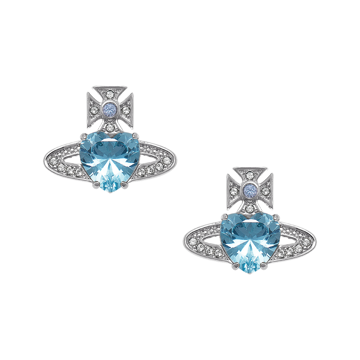 Vivienne Westwood Platinum/Aquamarine Ariella Earrings | Hurleys