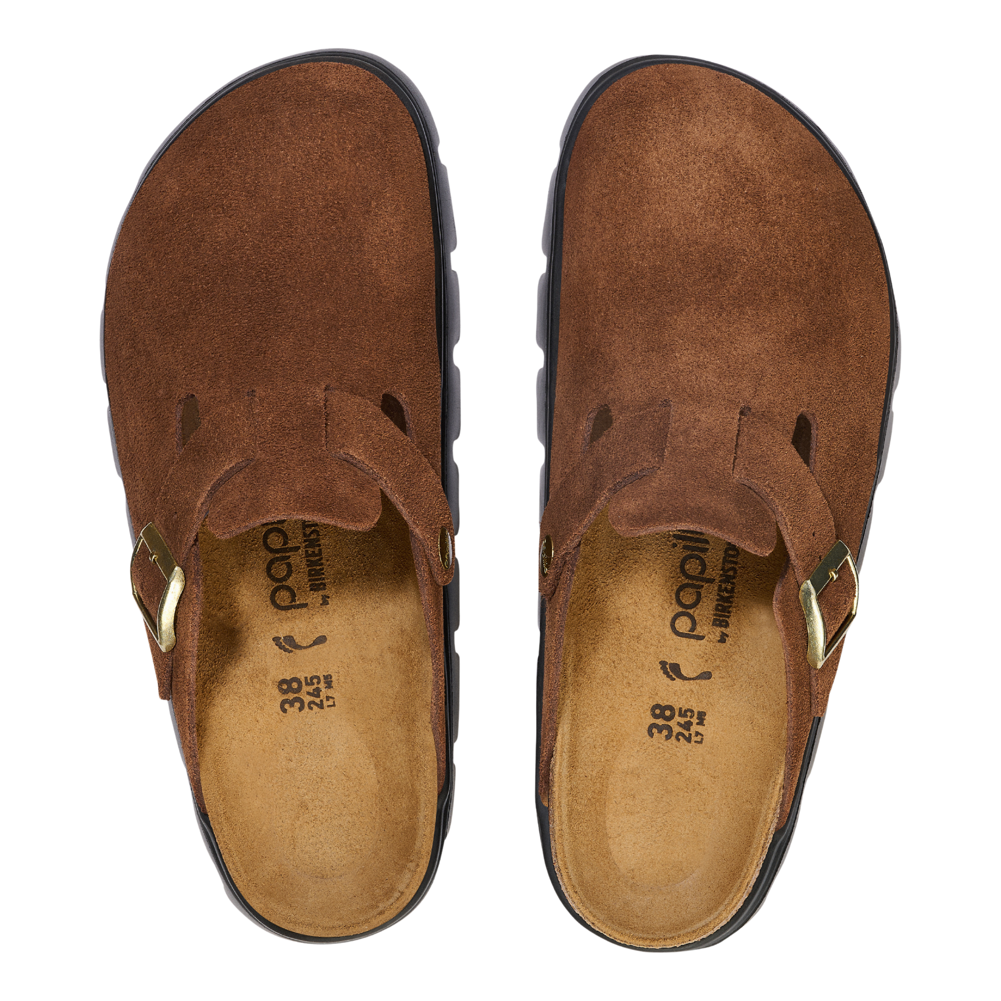 Womens Birkenstock Dark Tea/Black Boston Chunky Suede Clogs