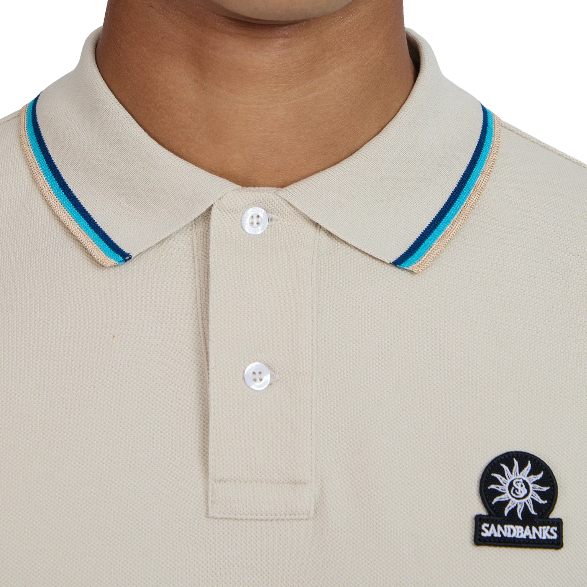 Mens Sandbanks Stone Tipped Badge Logo S/s Polo Shirt
