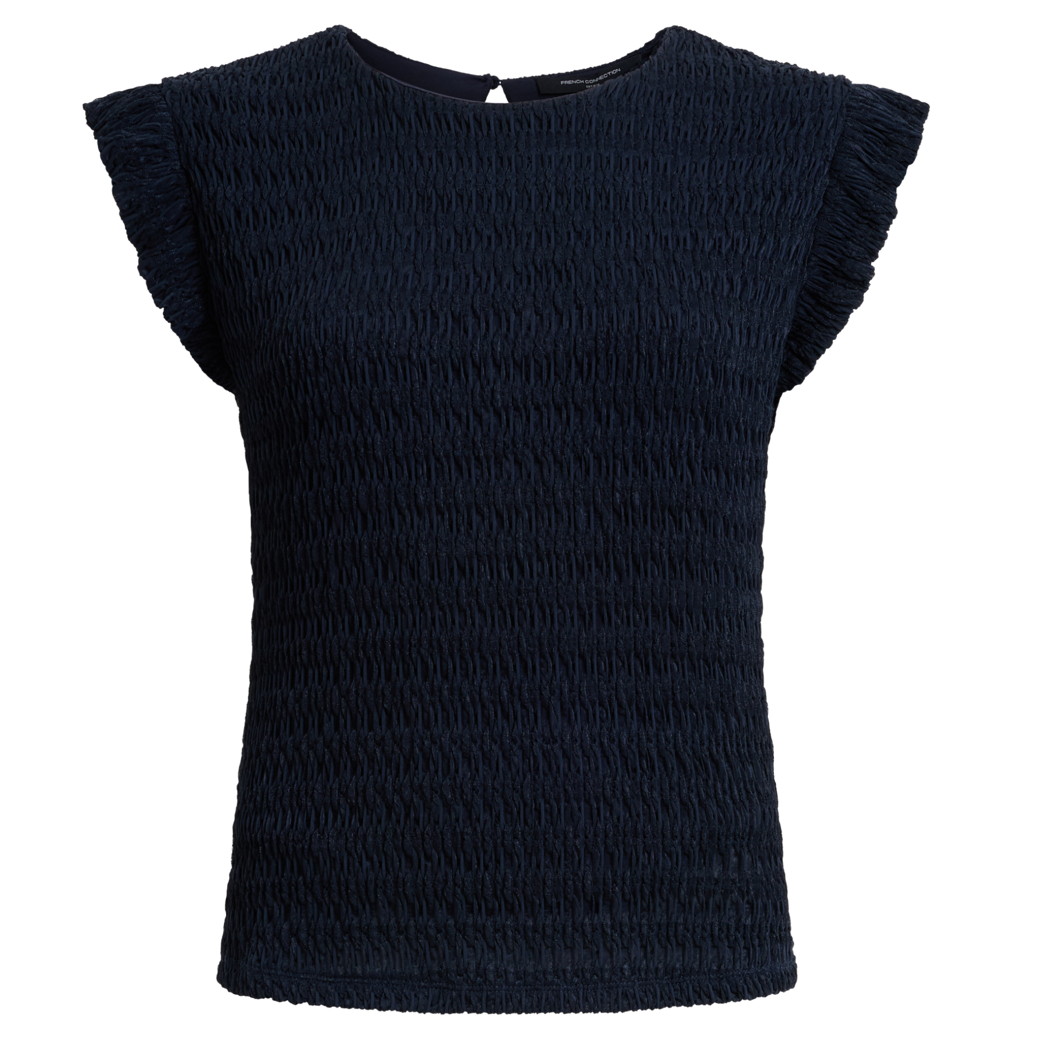 Womens French Connection New Navy Zinnia Textured Button Detail Top