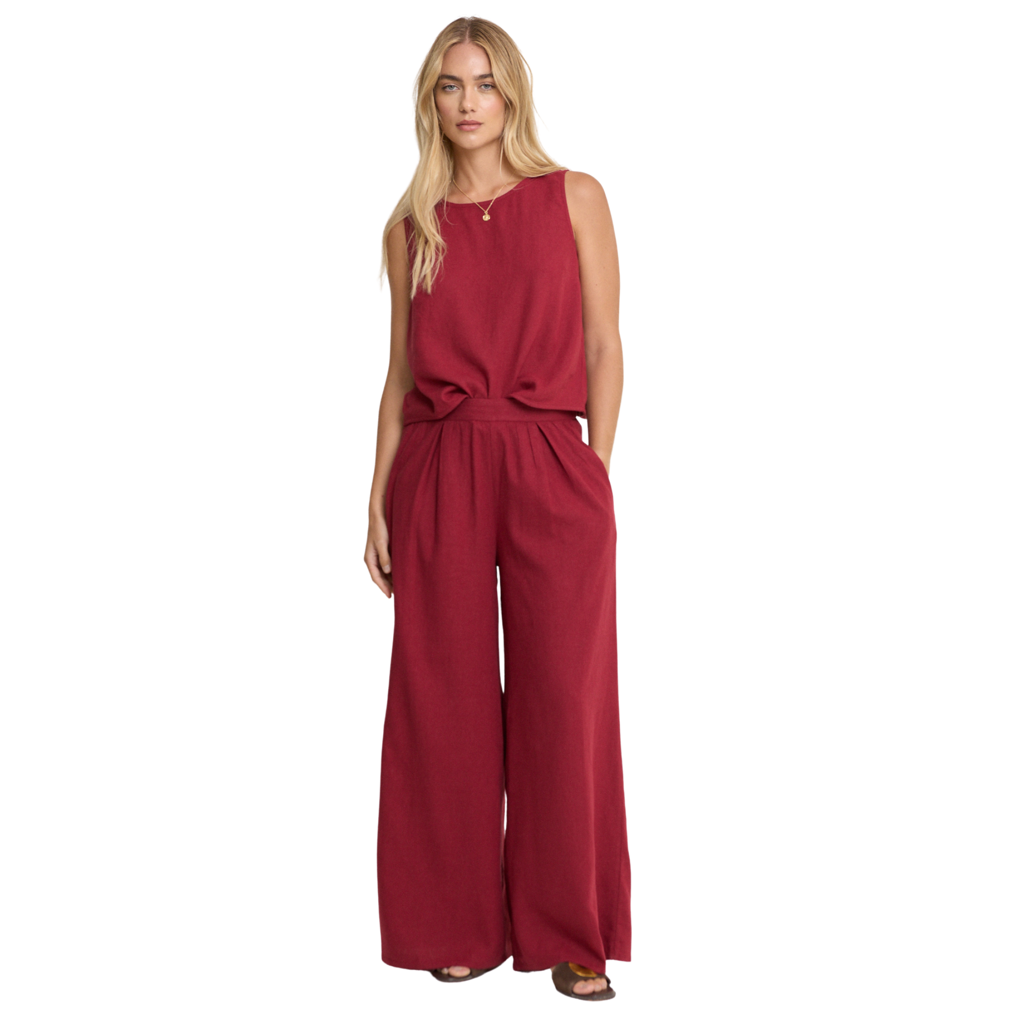 Womens Nobody's Child Red Tulip Wrap Detail Tank Top