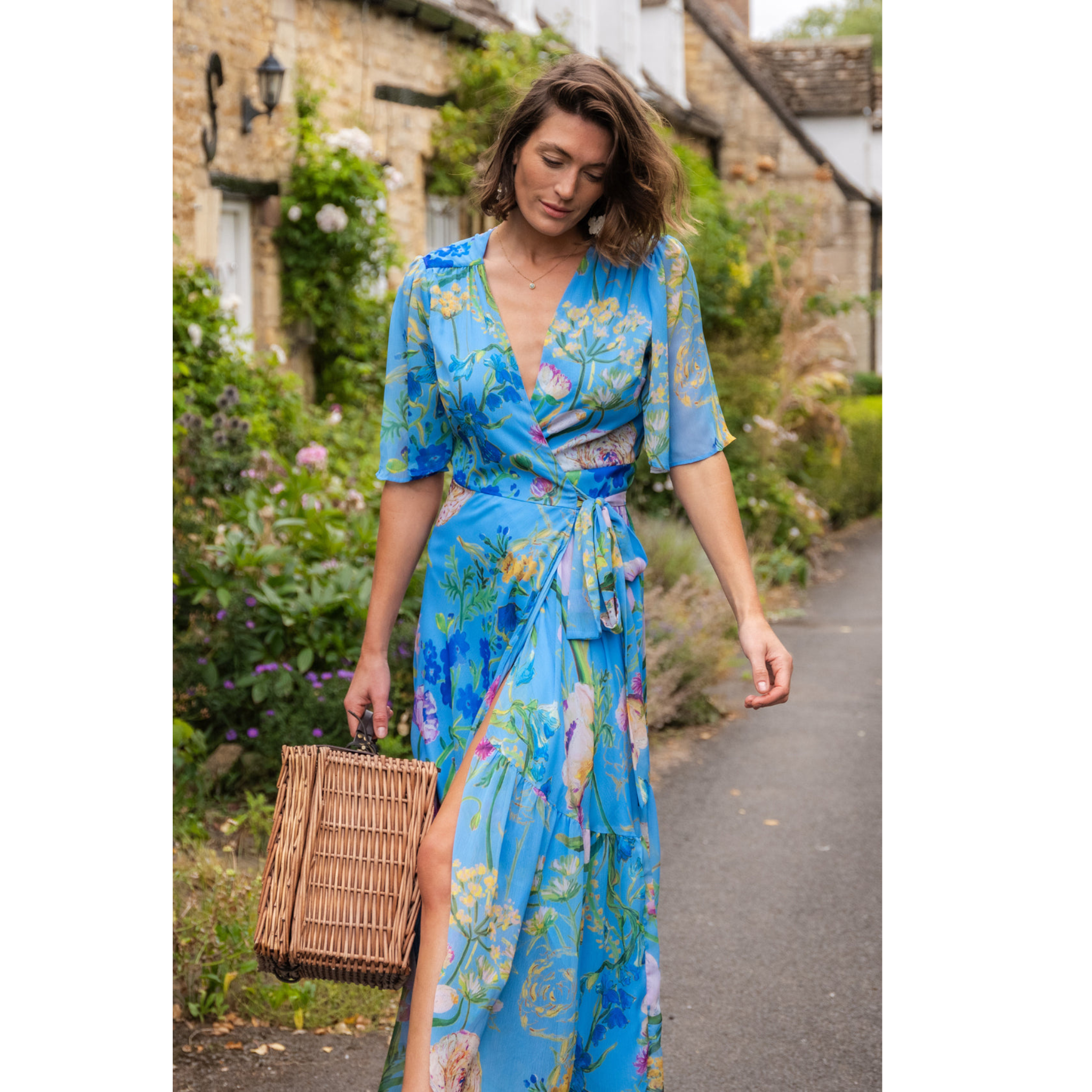 Womens Hope & Ivy Blue Alyssa Wrap Dress