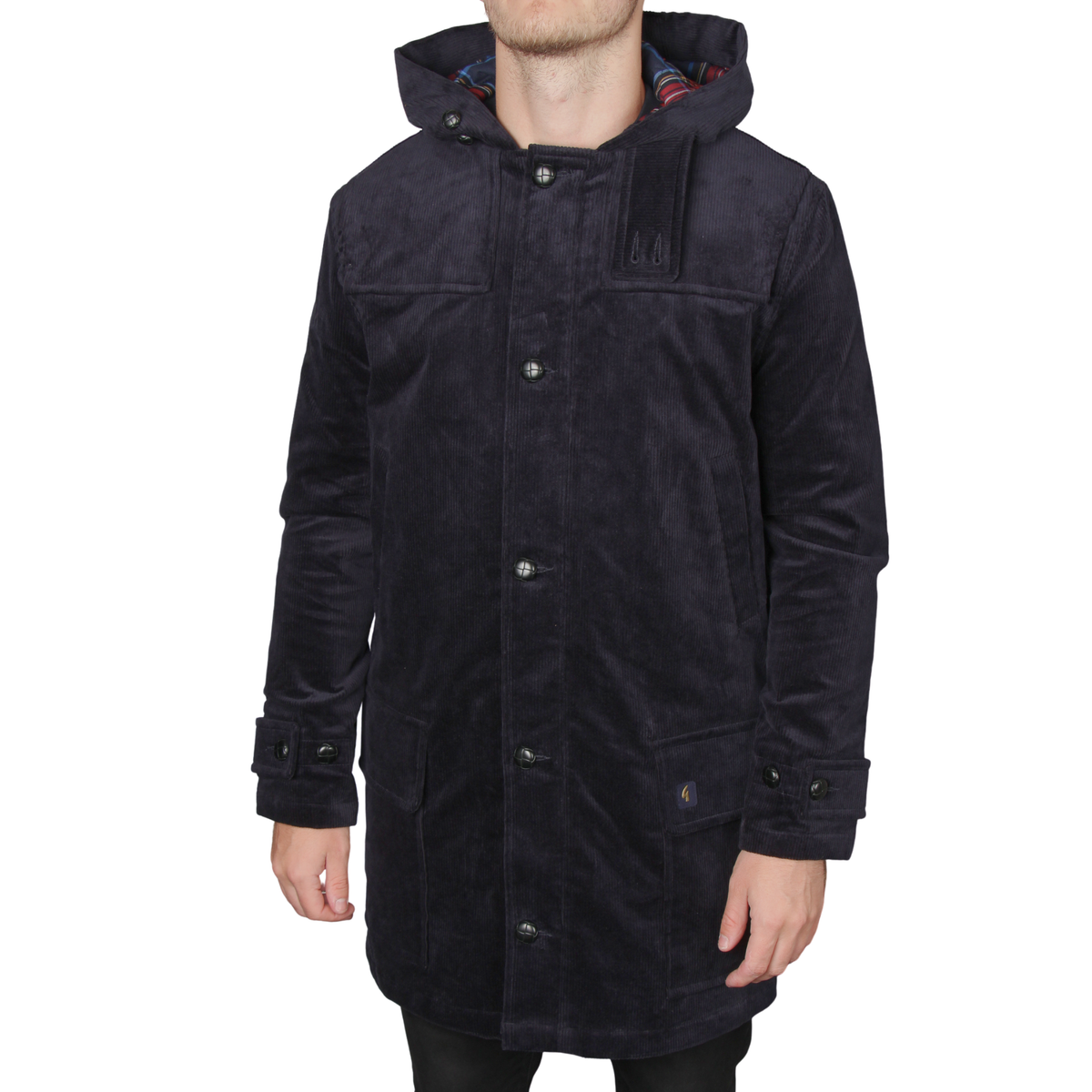 Mens Gabicci Vintage Navy Chuck Cord Duffle Coat