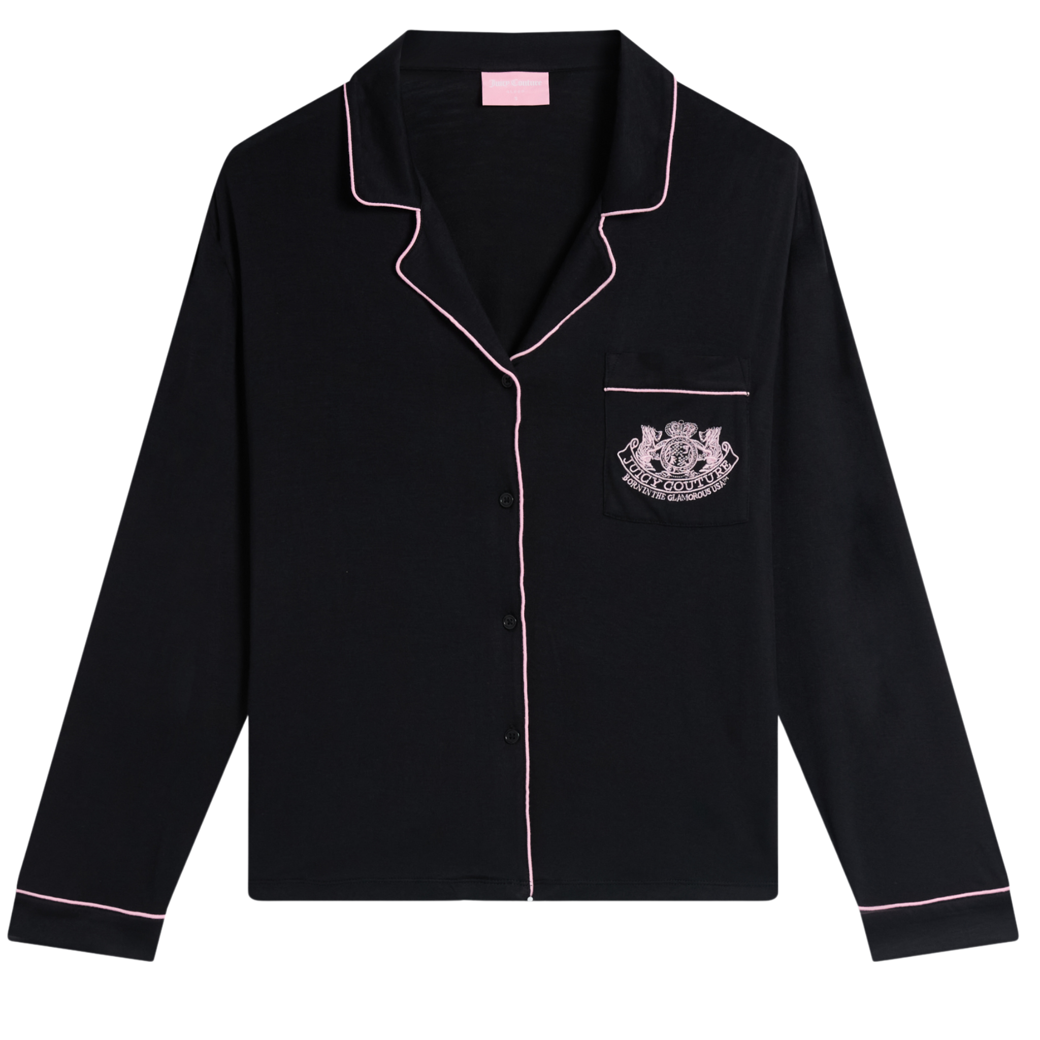 Womens Juicy Couture Black Dog Crest Jersey Shirt Pyjamas