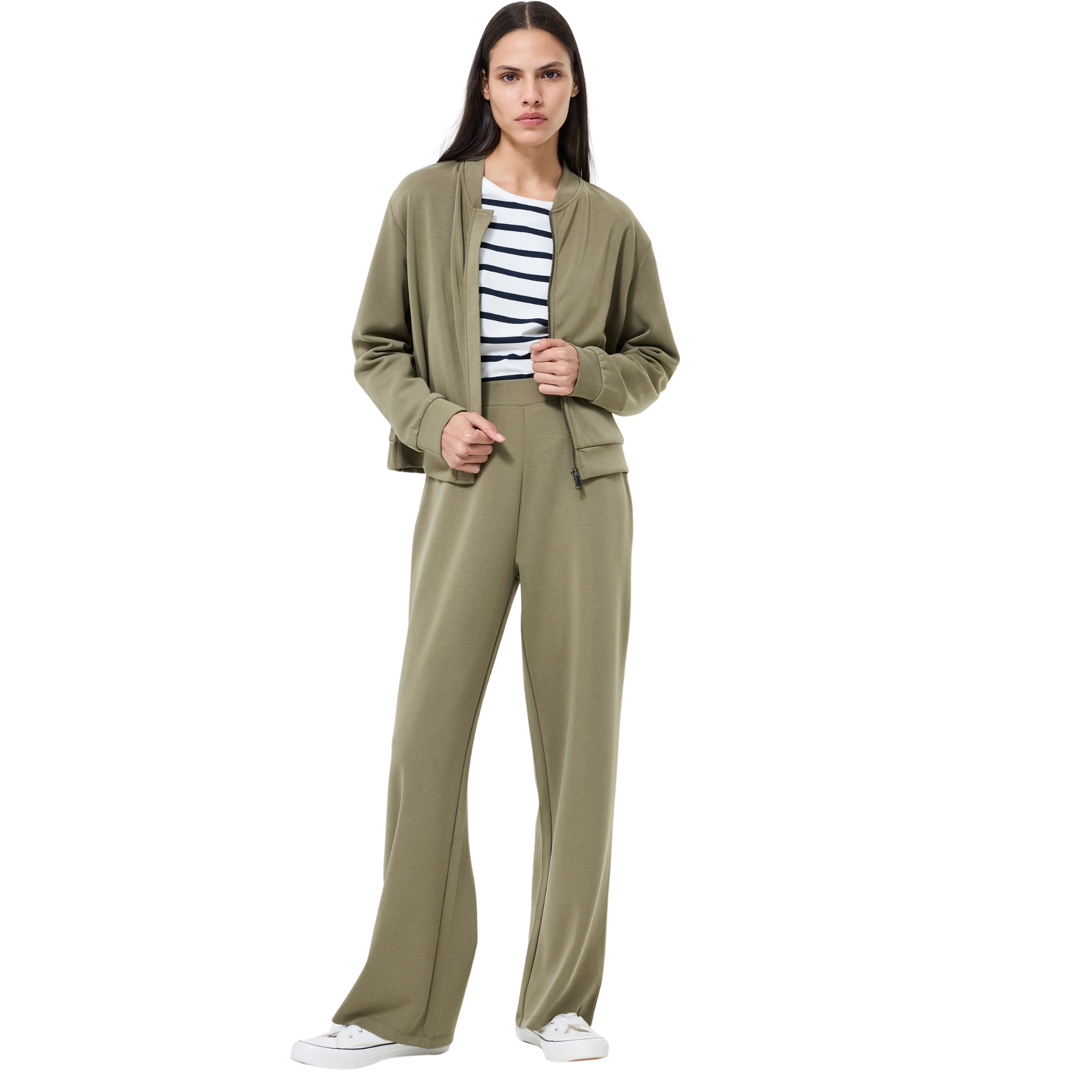 Womens French Connection Washed Khaki Wren Zip Bomber Jacket