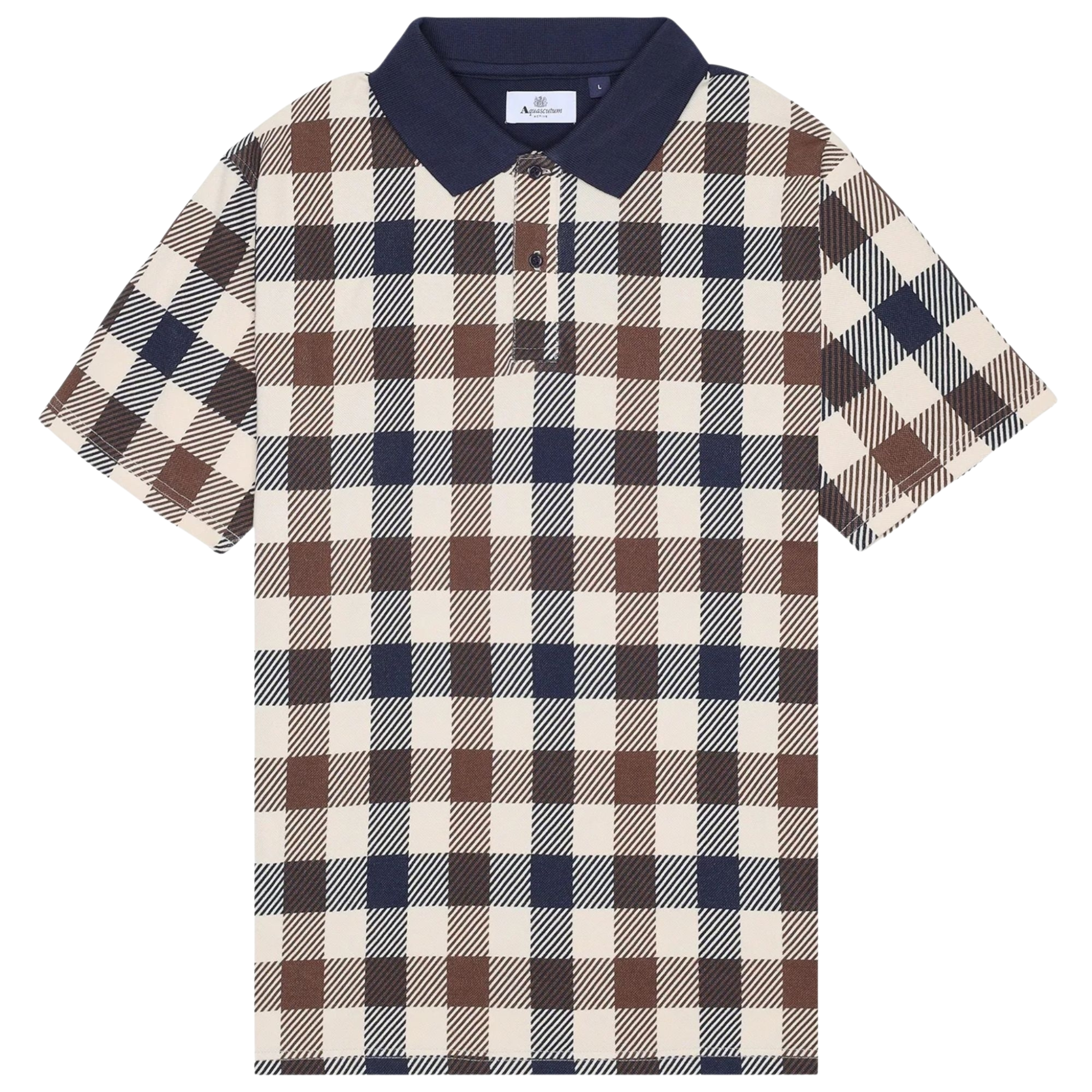Mens Aquascutum Macro Check Iconic S/s Polo Shirt