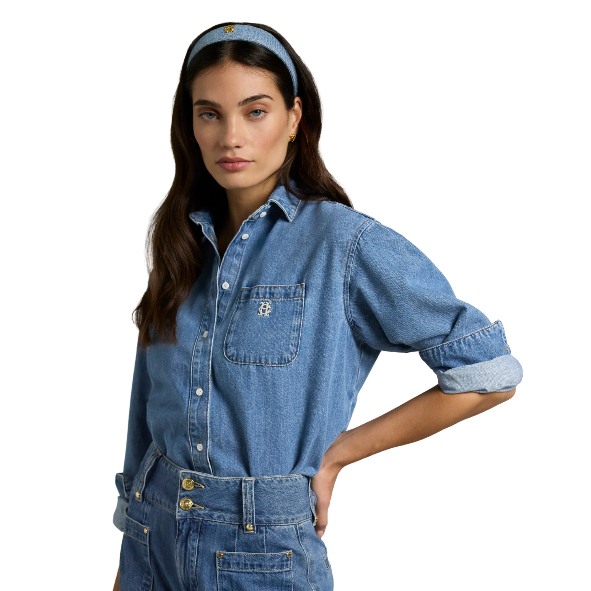 Womens Holland Cooper Mid Quartz Cropped Denim Shirt