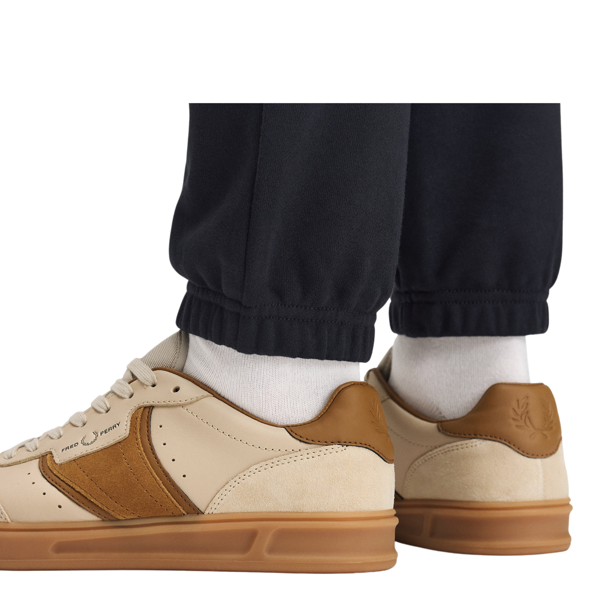 Mens Fred Perry Oatmeal B4 Leather/Suede Trainers
