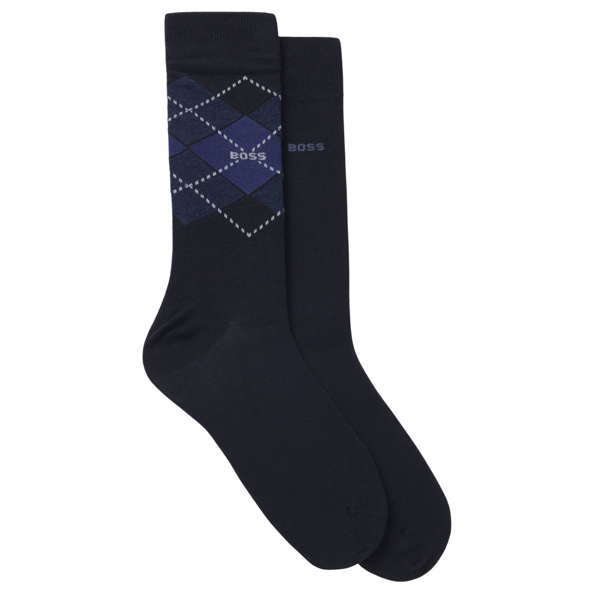 Mens BOSS Dark Blue 2PK RS Argyle CC Socks