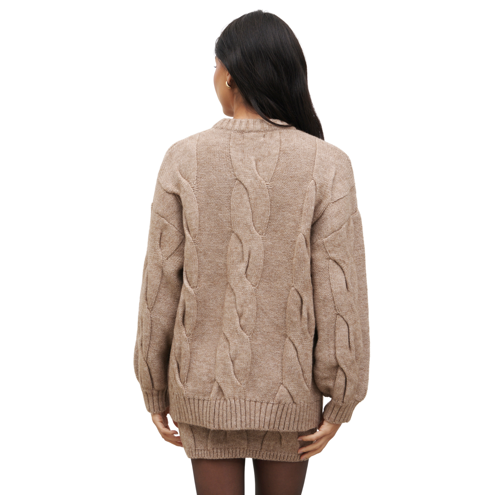Womens Pretty Lavish Beige Atlantic Chunky Cable Knit Jumper