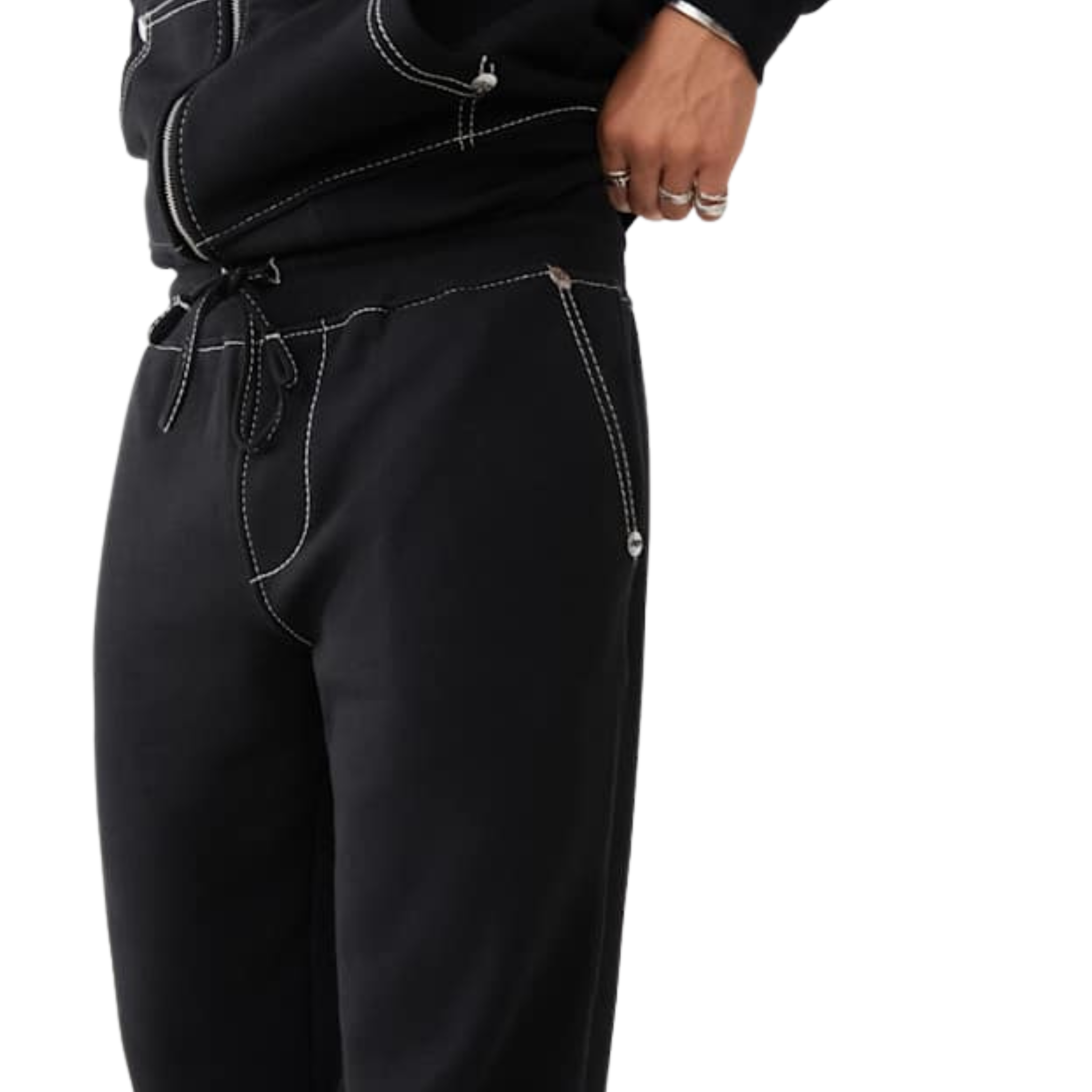 Mens True Religion Jet Black/White Big T Joggers