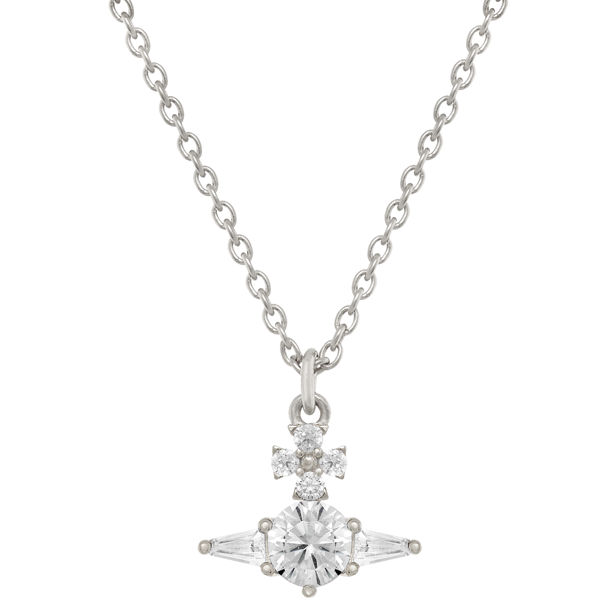 Vivienne Westwood Platinum/White CZ Ofelia Pendant Necklace
