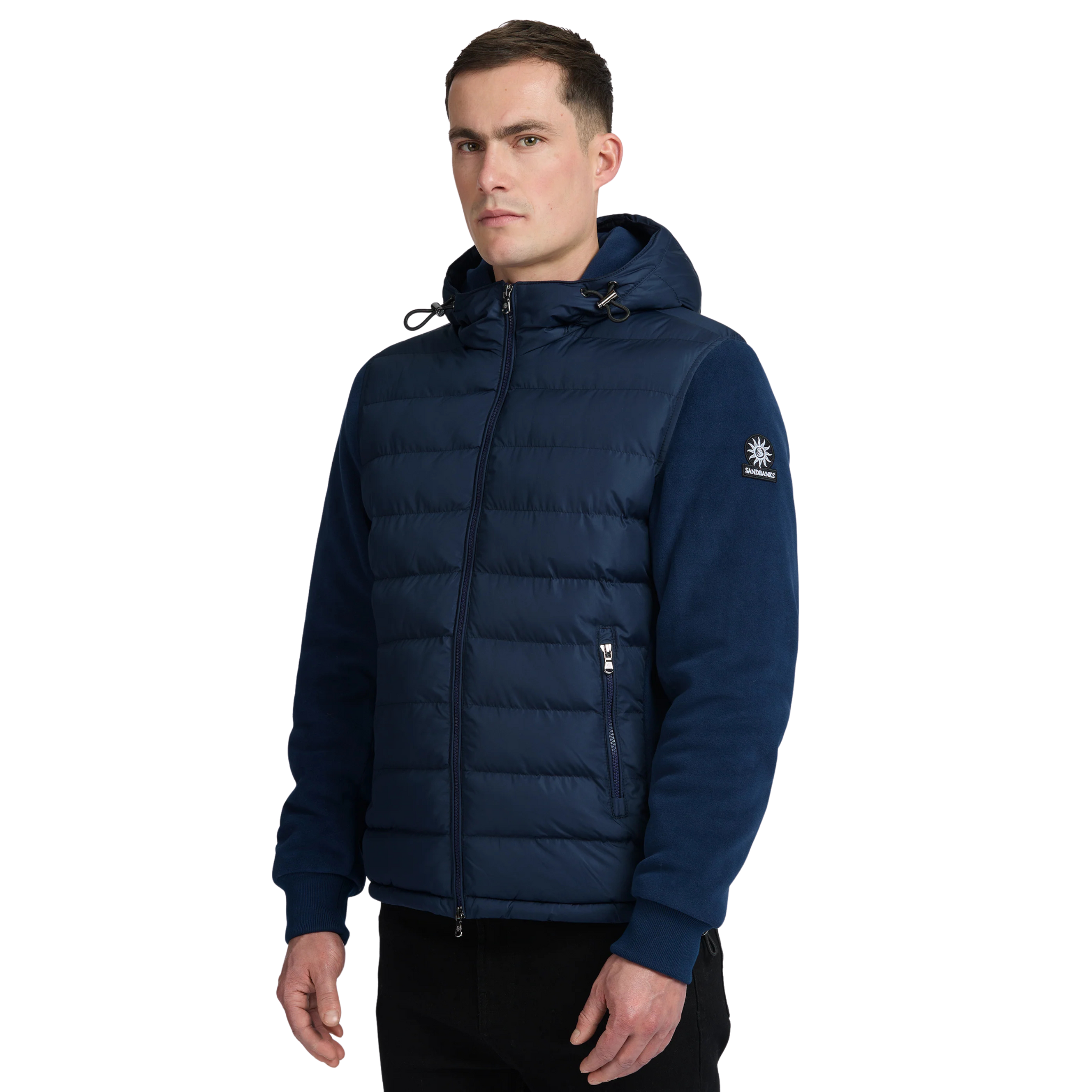 Mens Sandbanks Navy Outlander Hybrid Puffer Jacket