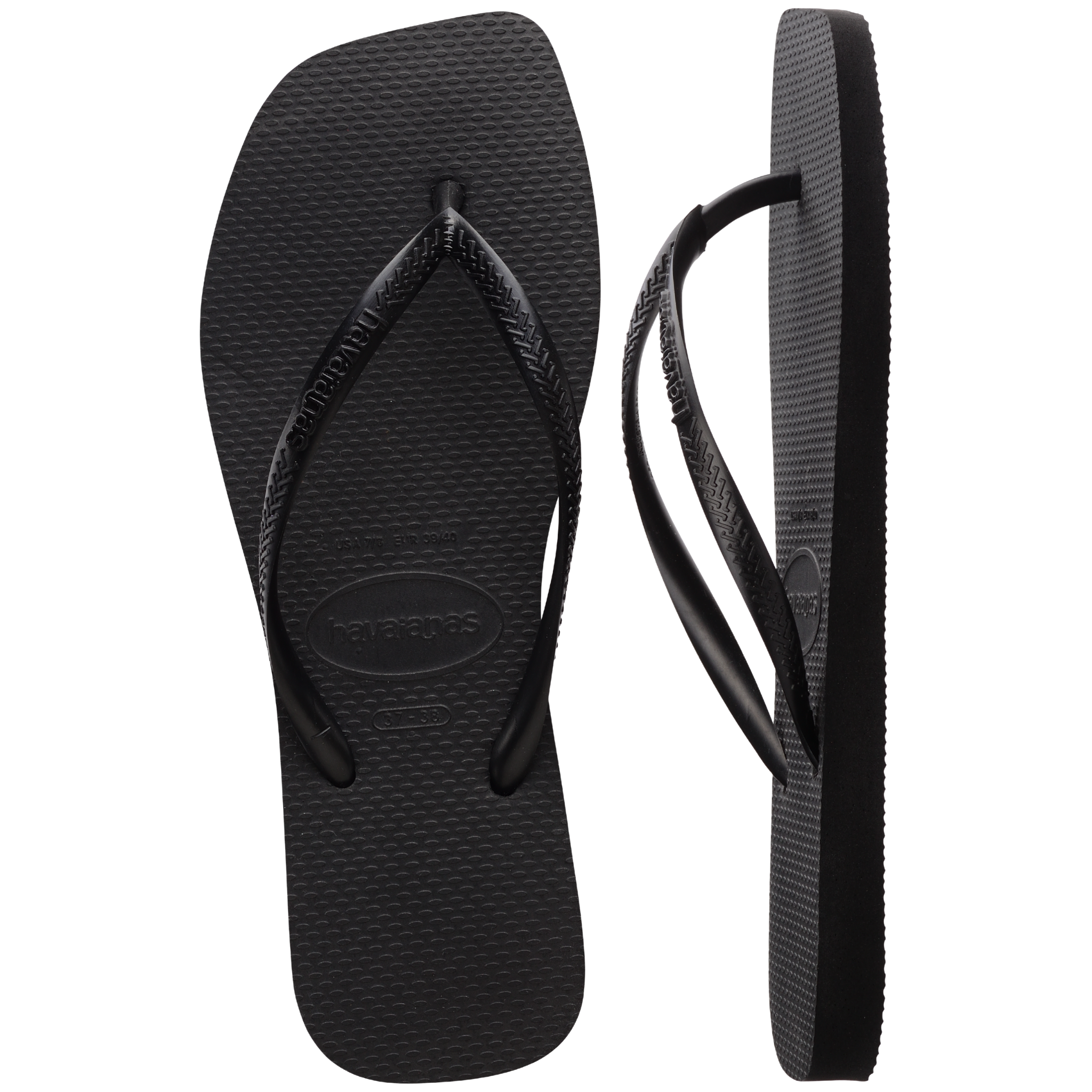 Womens Havaianas Black Slim Square Flip Flops