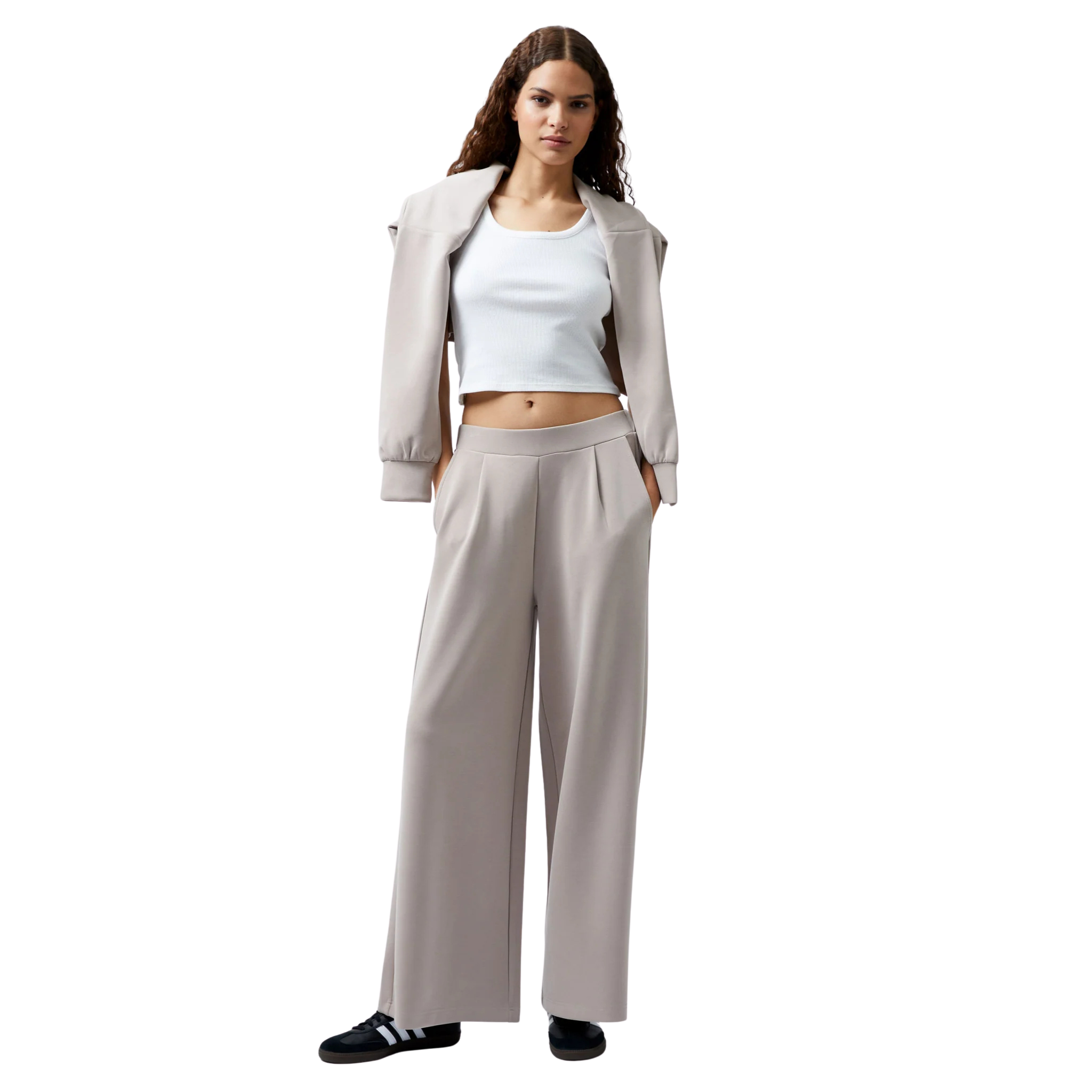 Womens French Connection Washed Macchiato Wren Wide Leg Trousers