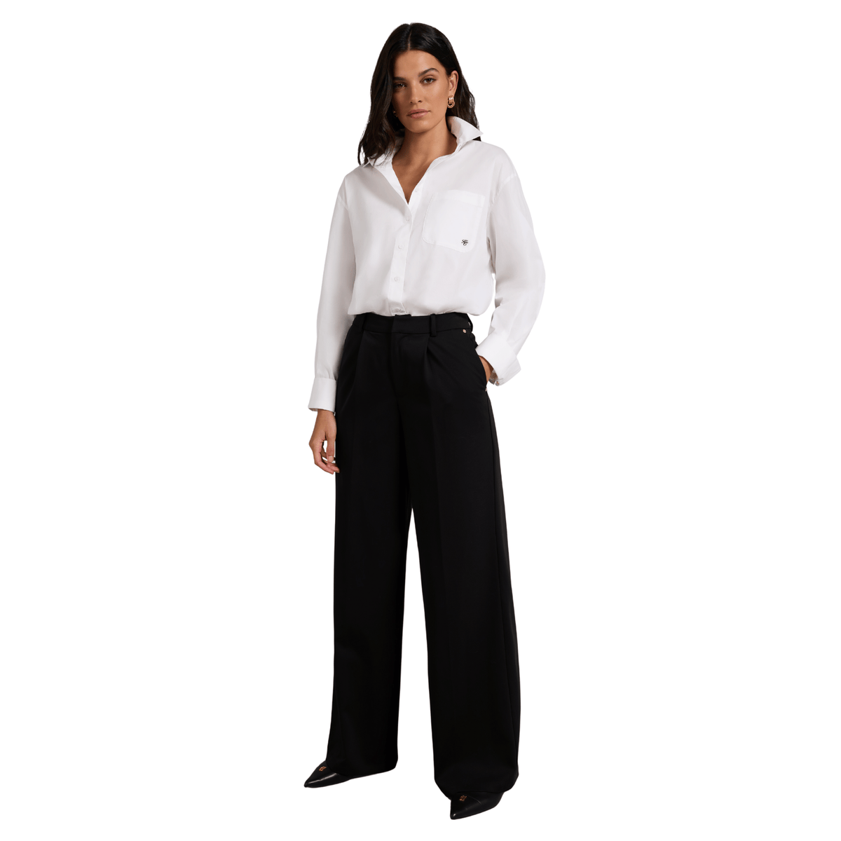 Womens Holland Cooper Black Pleated Wide Leg Trousers